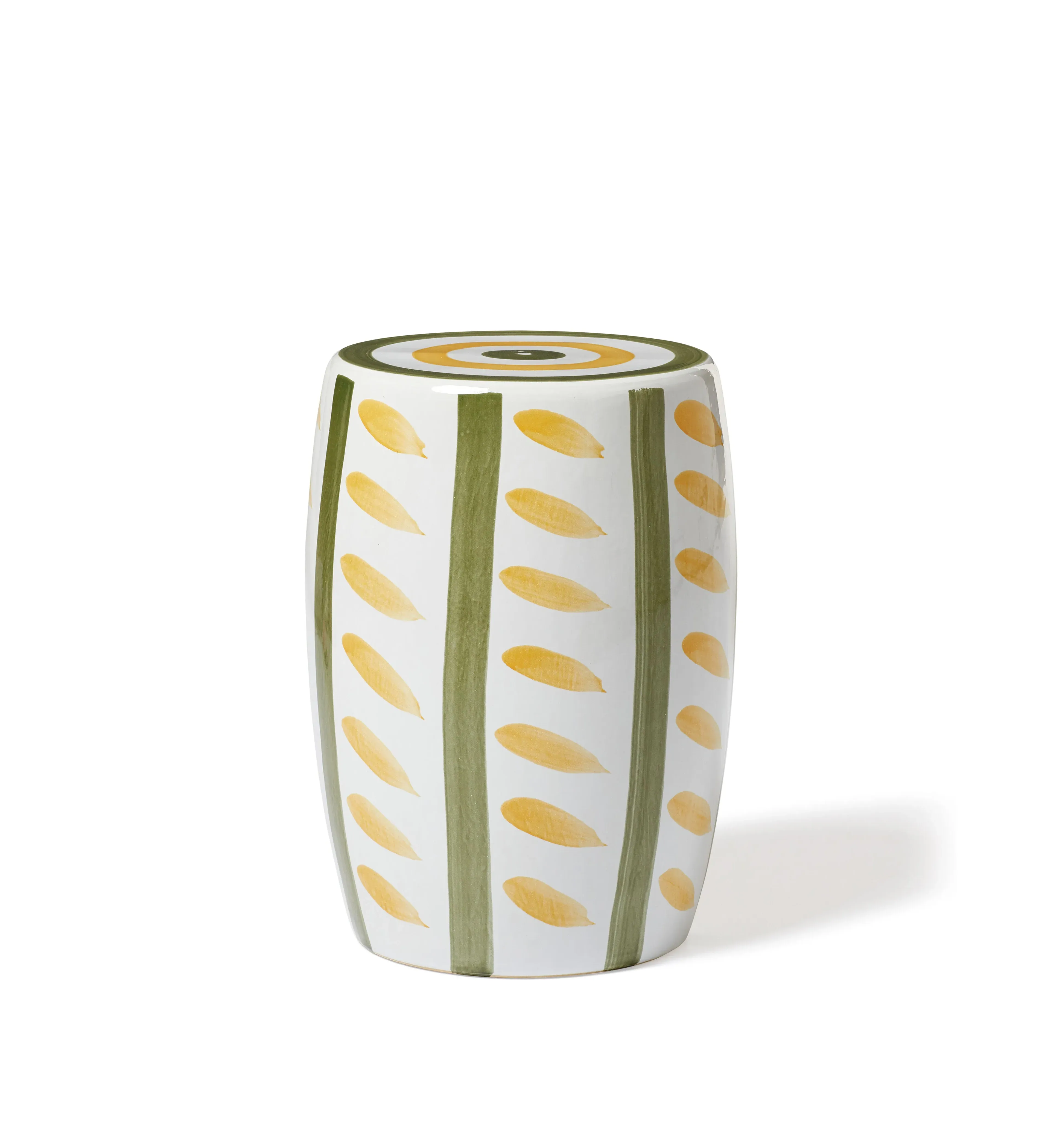 Striped Ceramic Stool - Spruce, Yellow