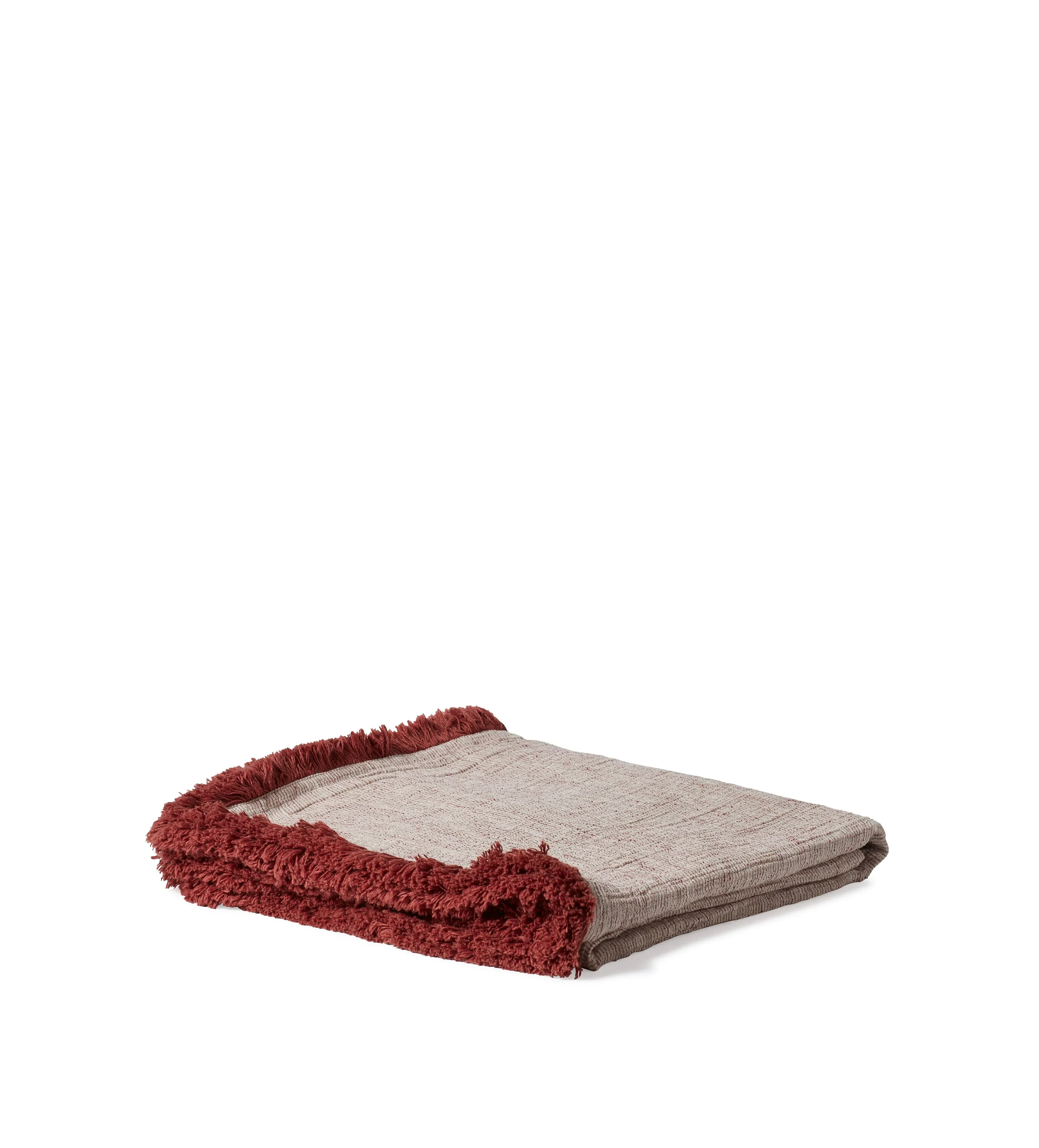 Striped Throw with Fringing - Red, Linen image