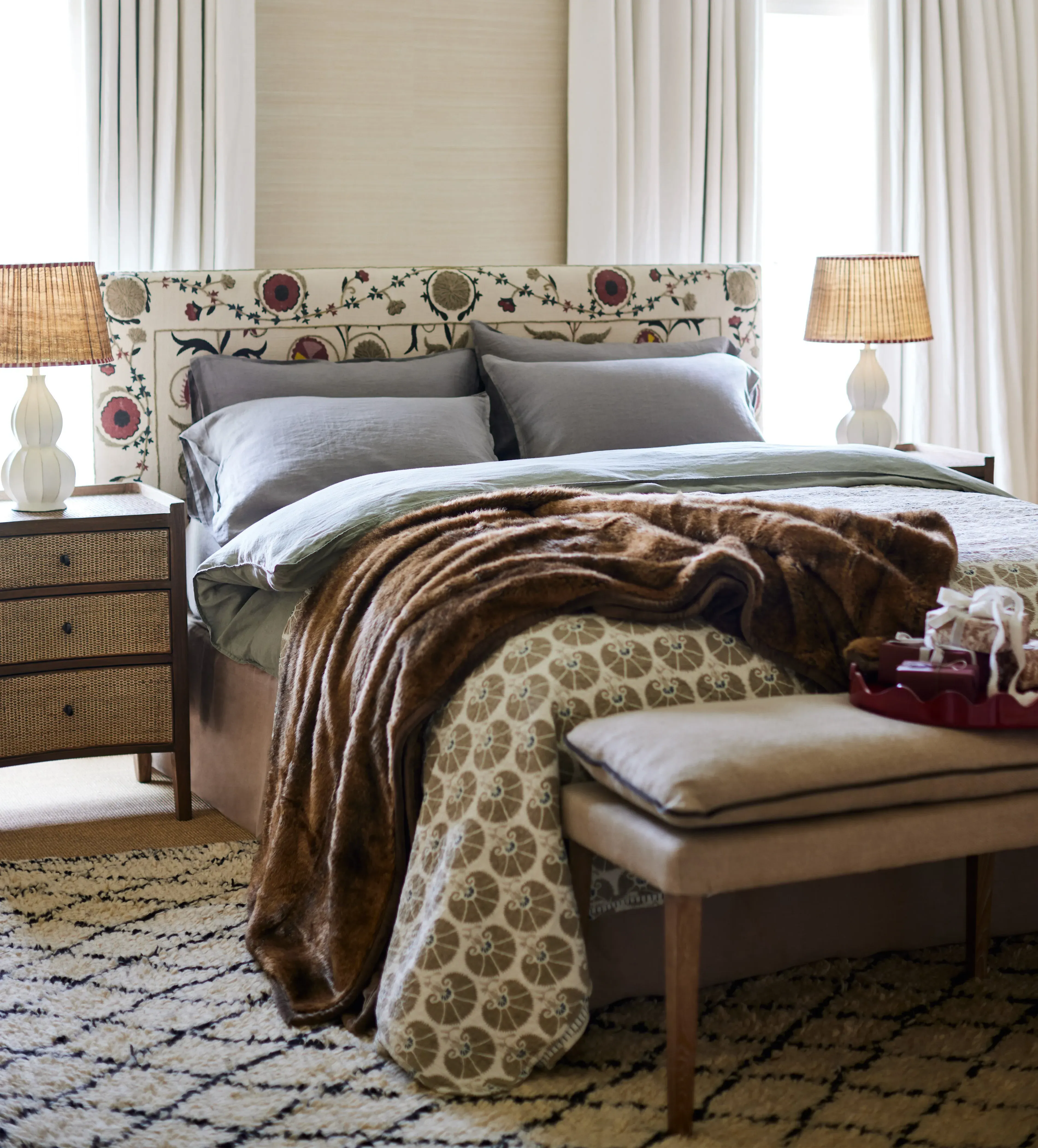 Super King Headboard - Olive, Dhurrie