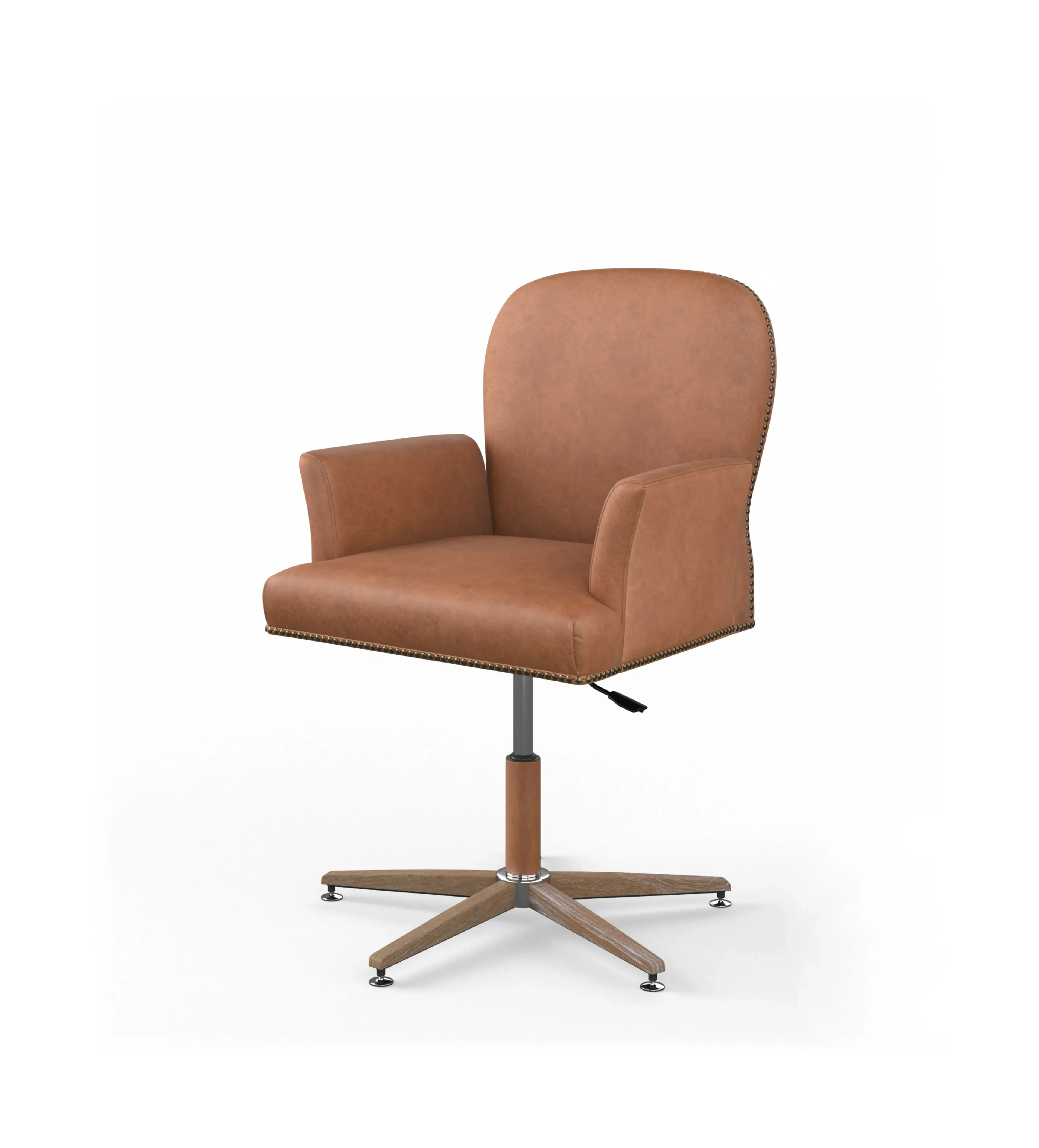 Swivel Chair with Height Adjust - Brown, Leather image