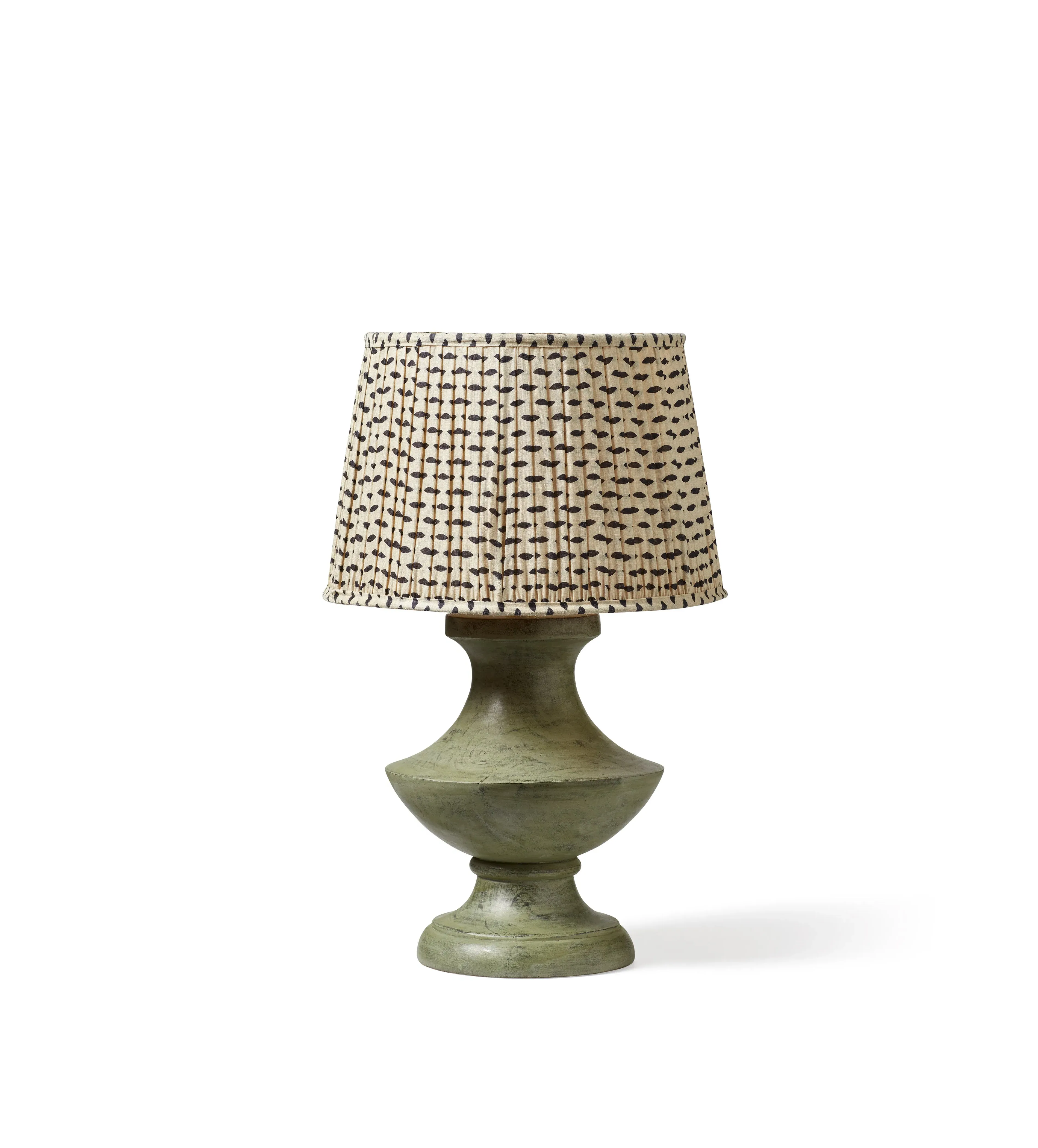 Table Lamp Carved Design - Green, Mango Wood image