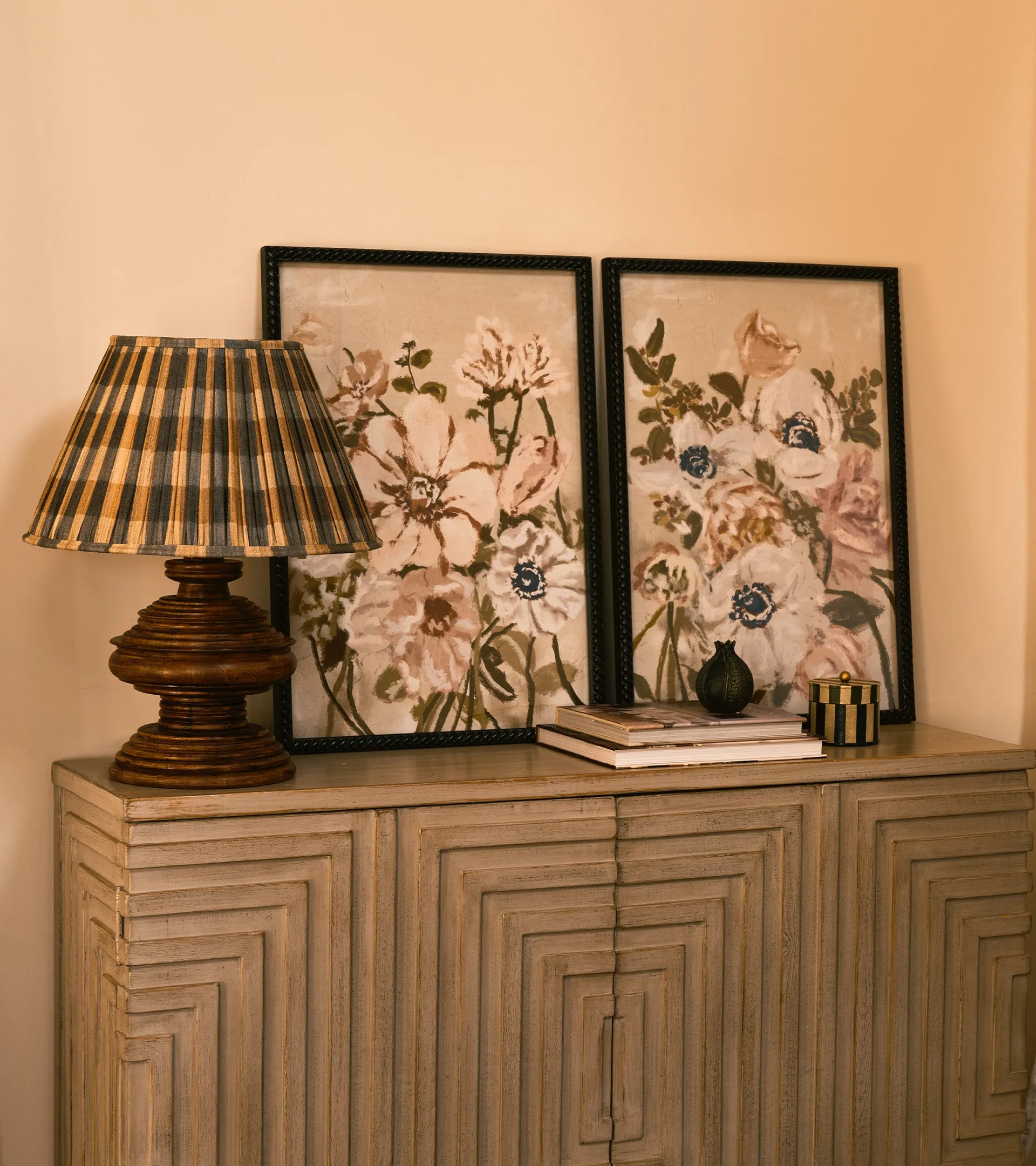 Table Lamp with Brass Hardware - Natural, Mango Wood