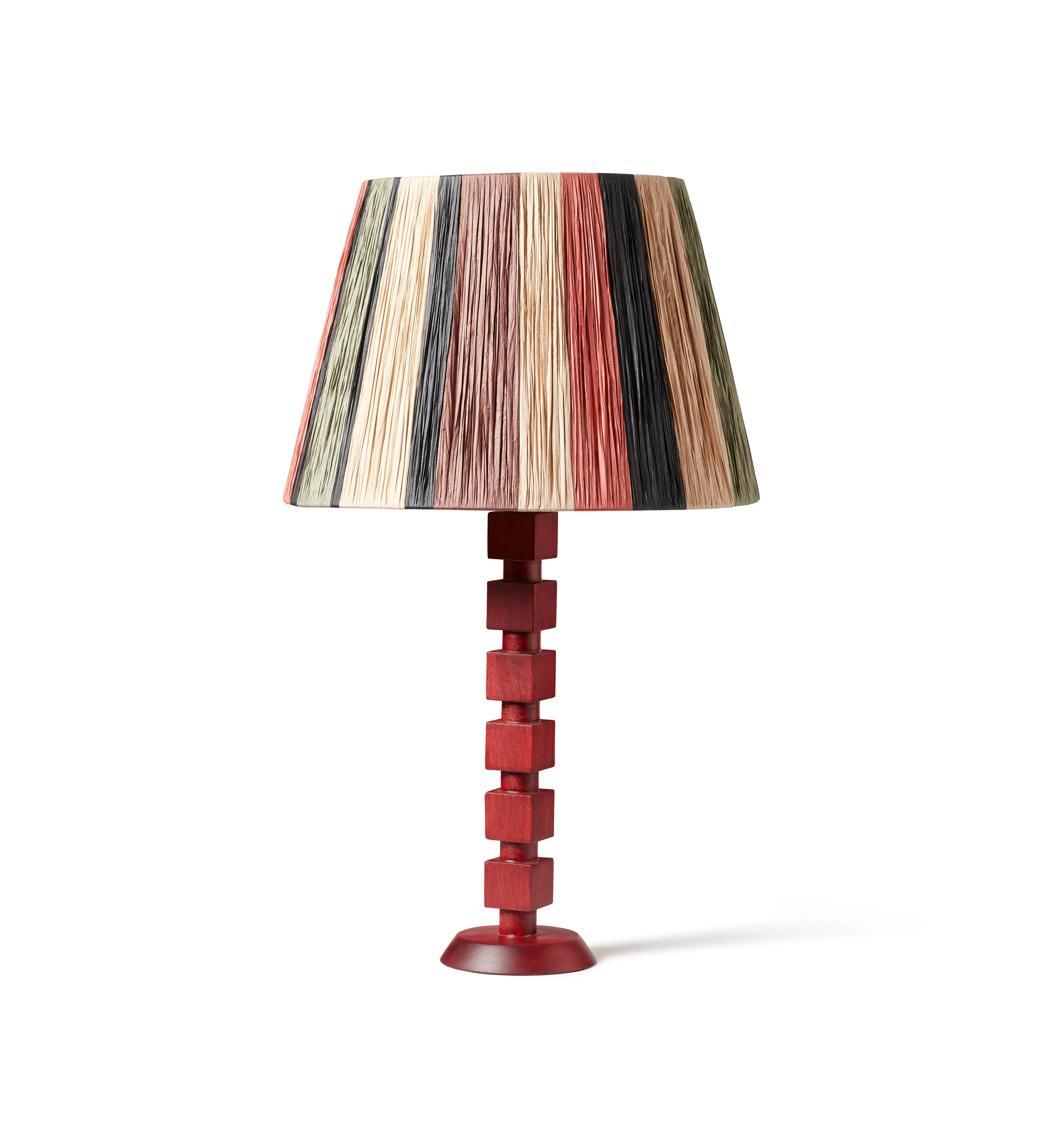 Table Lamp with Carved Base - Red, Mango Wood image
