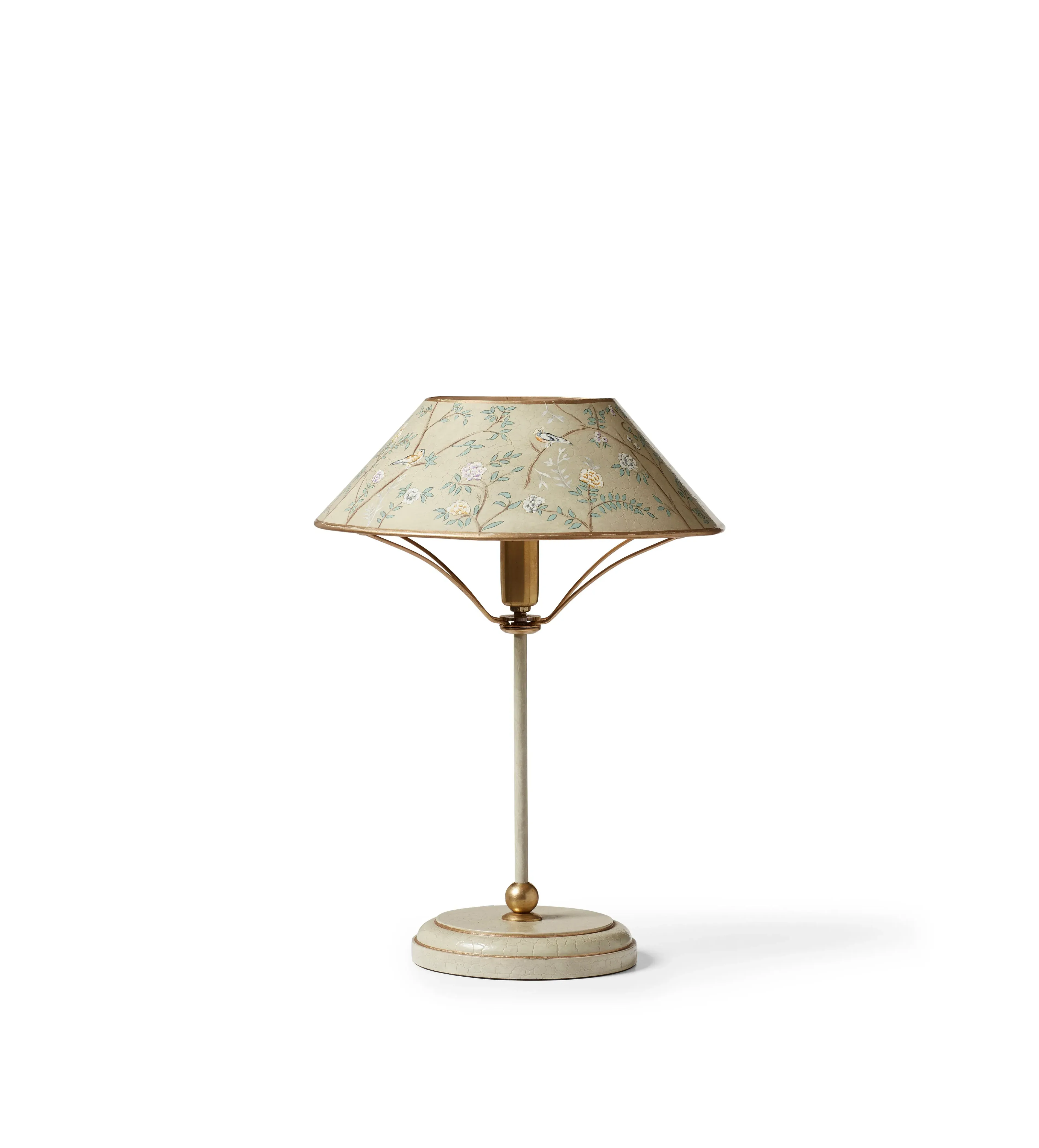 Table Lamp with Chinoiserie Shade - Metal, Brass