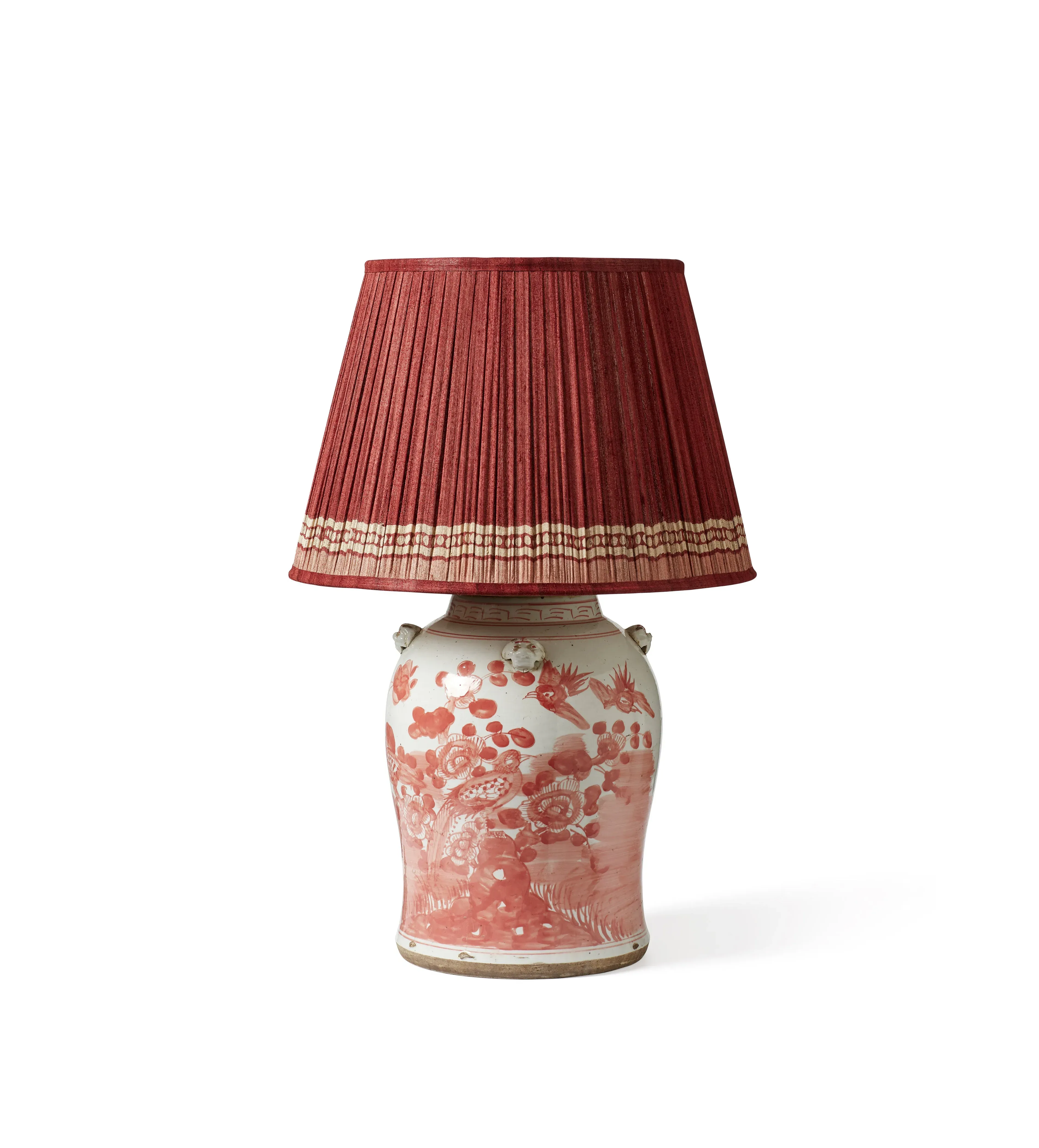 Table Lamp with Hand-Painted Design - Red, Ceramic image