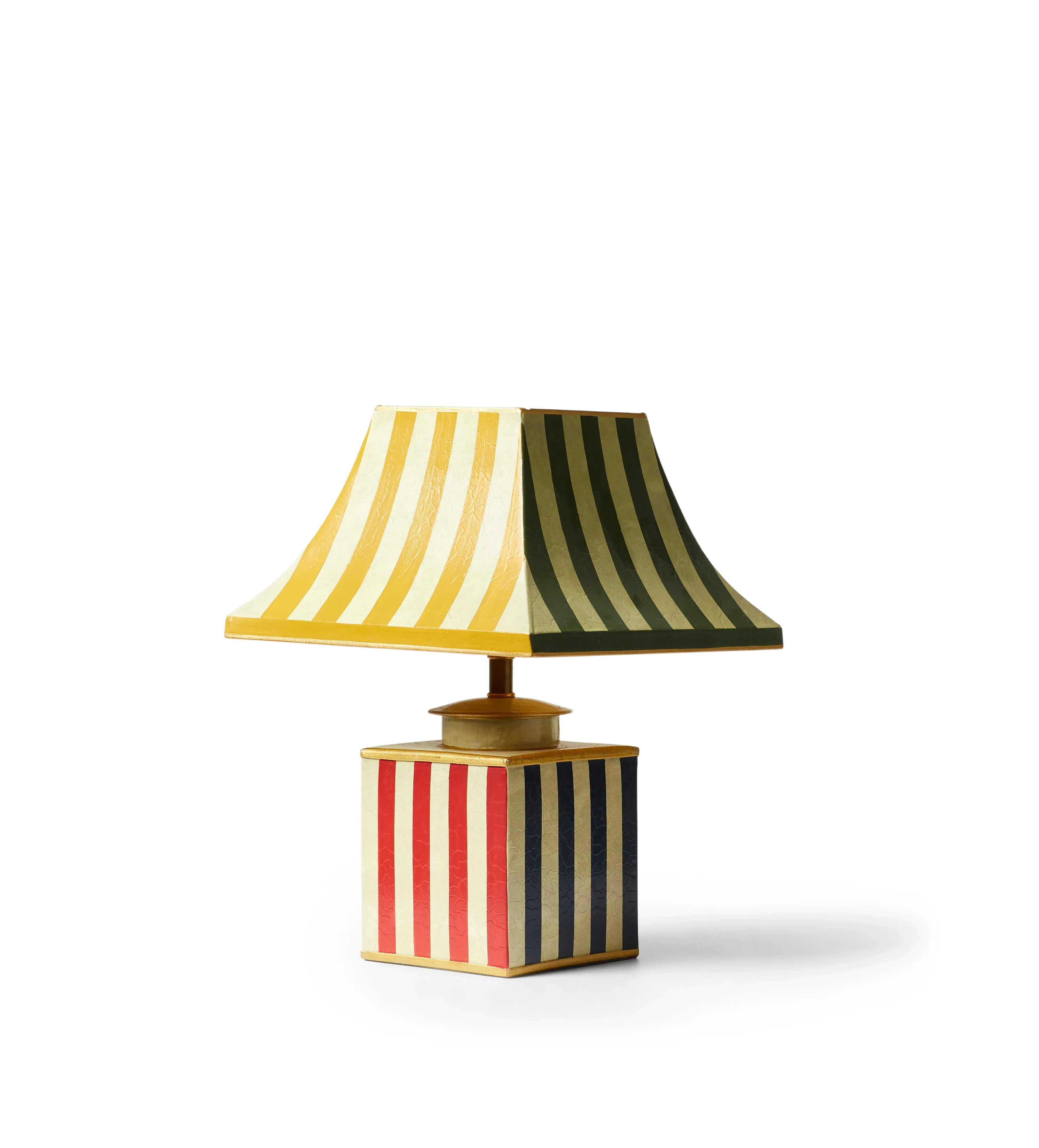 Table Lamp with Striped Shade - Multi, Metal