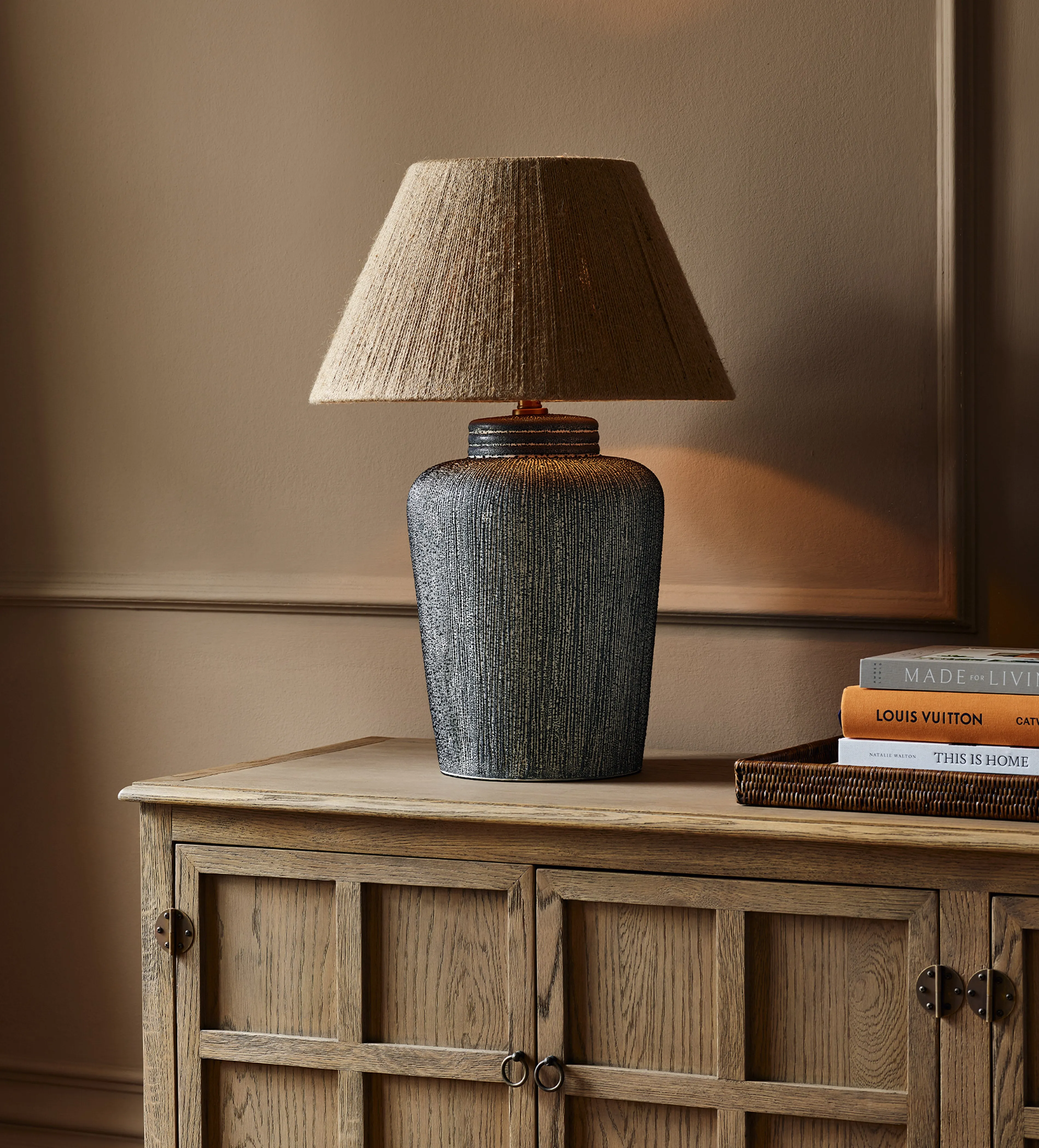 Tall Table Lamp with Bubble Glaze - Multi, Ceramic