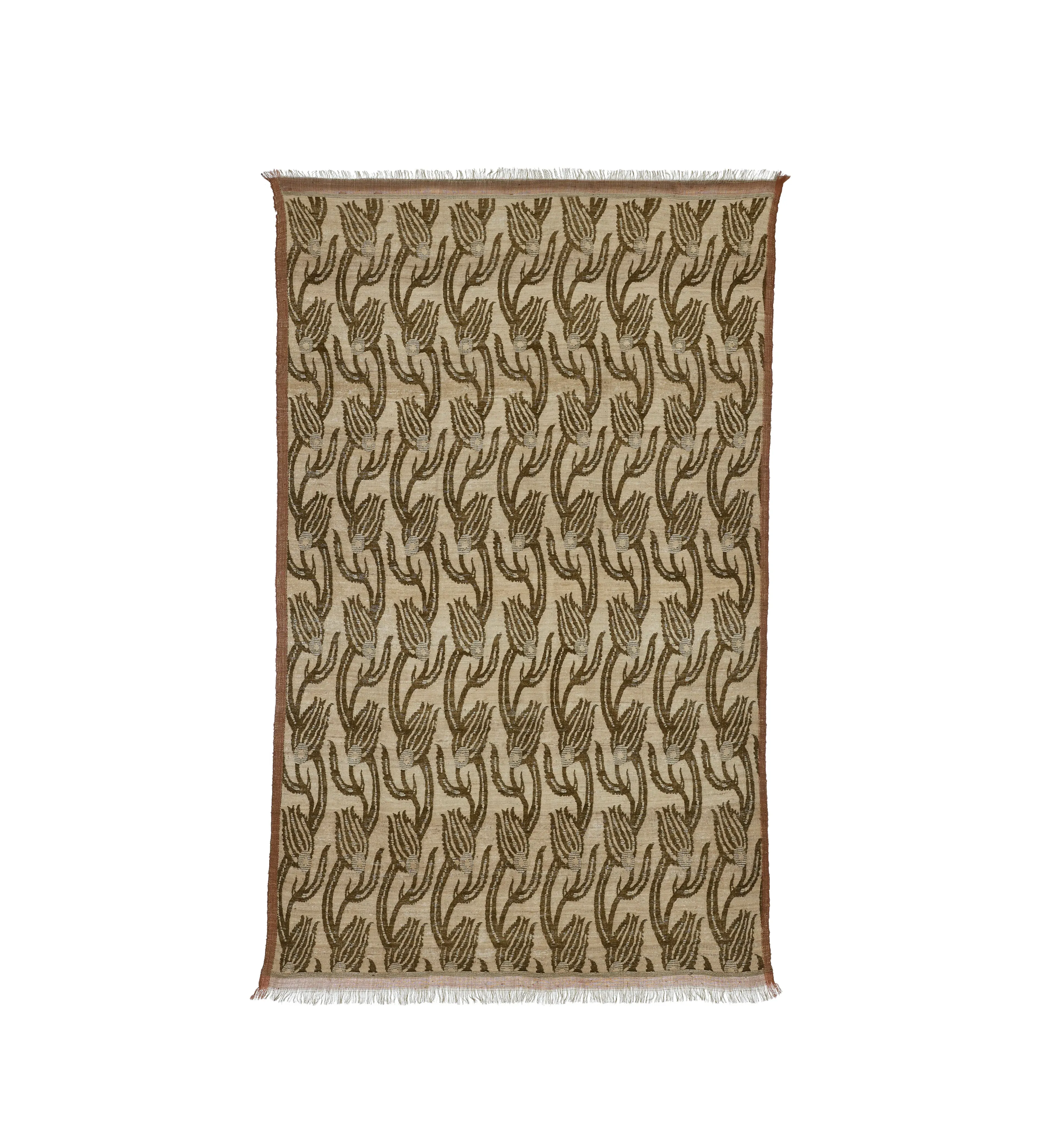 Throw with Fringe Detail - Olive, Silk Cotton image