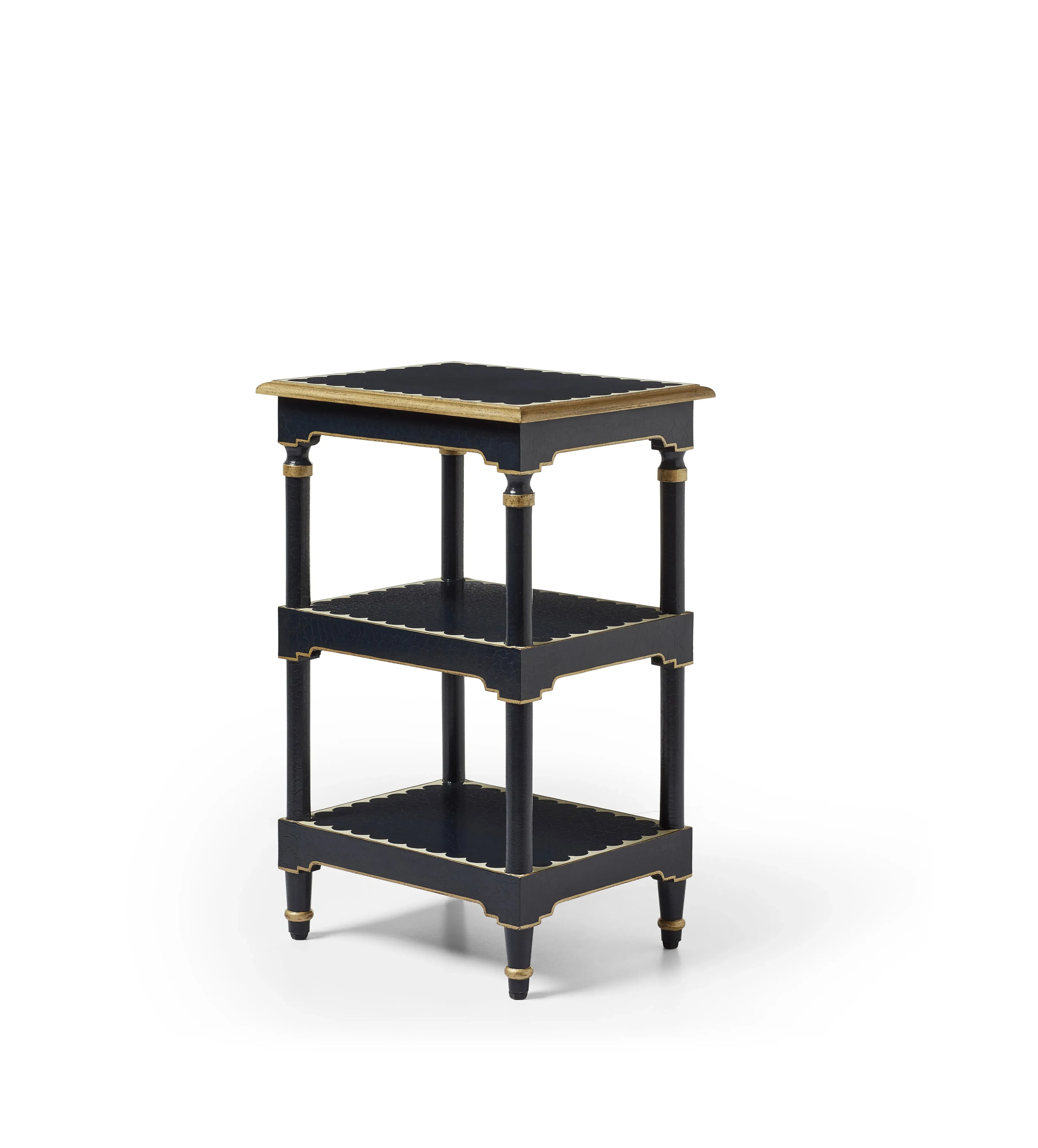 Tiered Side Table with Wave Detail - Blue image