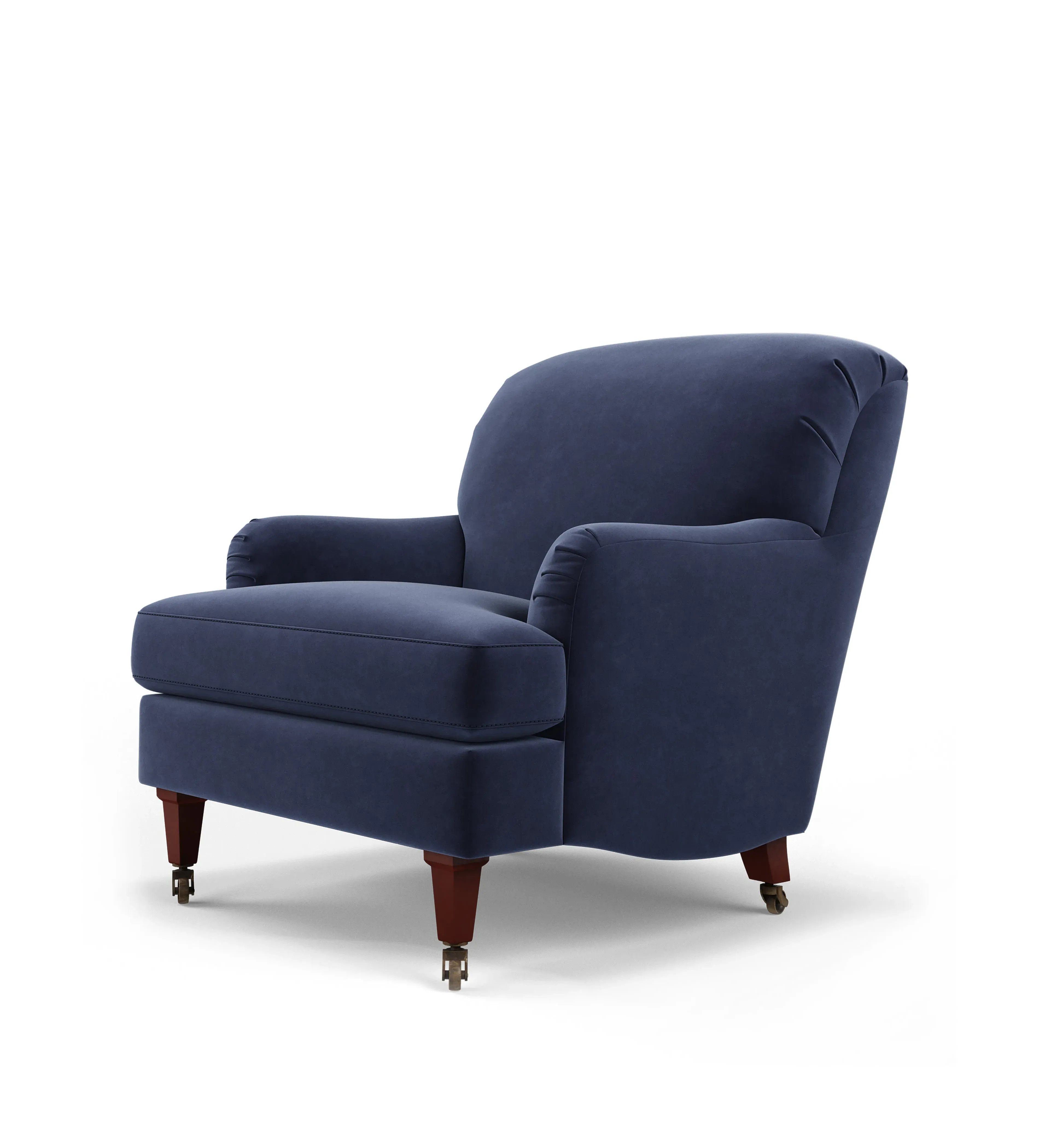 Traditional Armchair with Castors - Sapphire, Velvet image