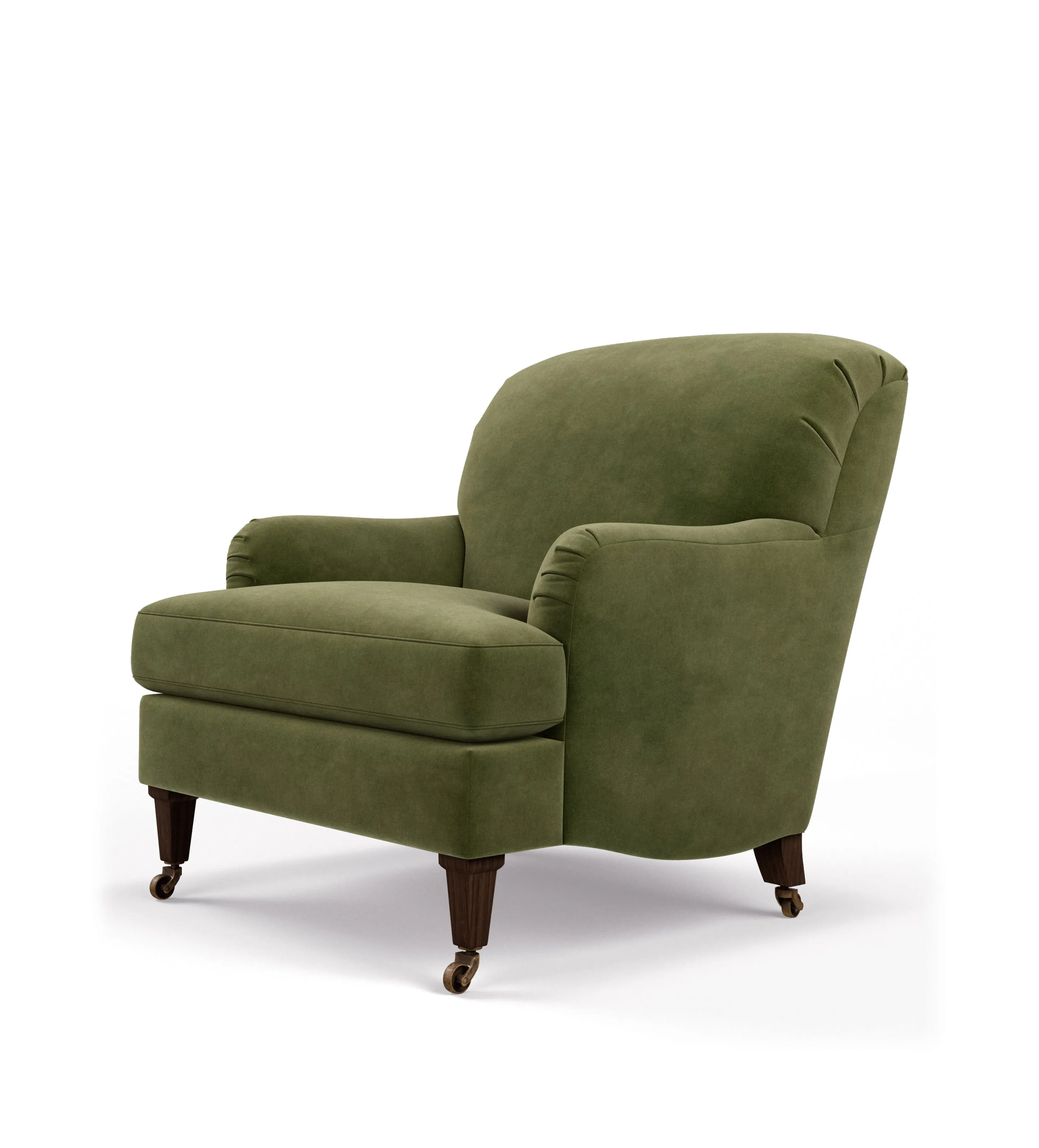 Traditional Armchair with Castors - Spruce, Velvet