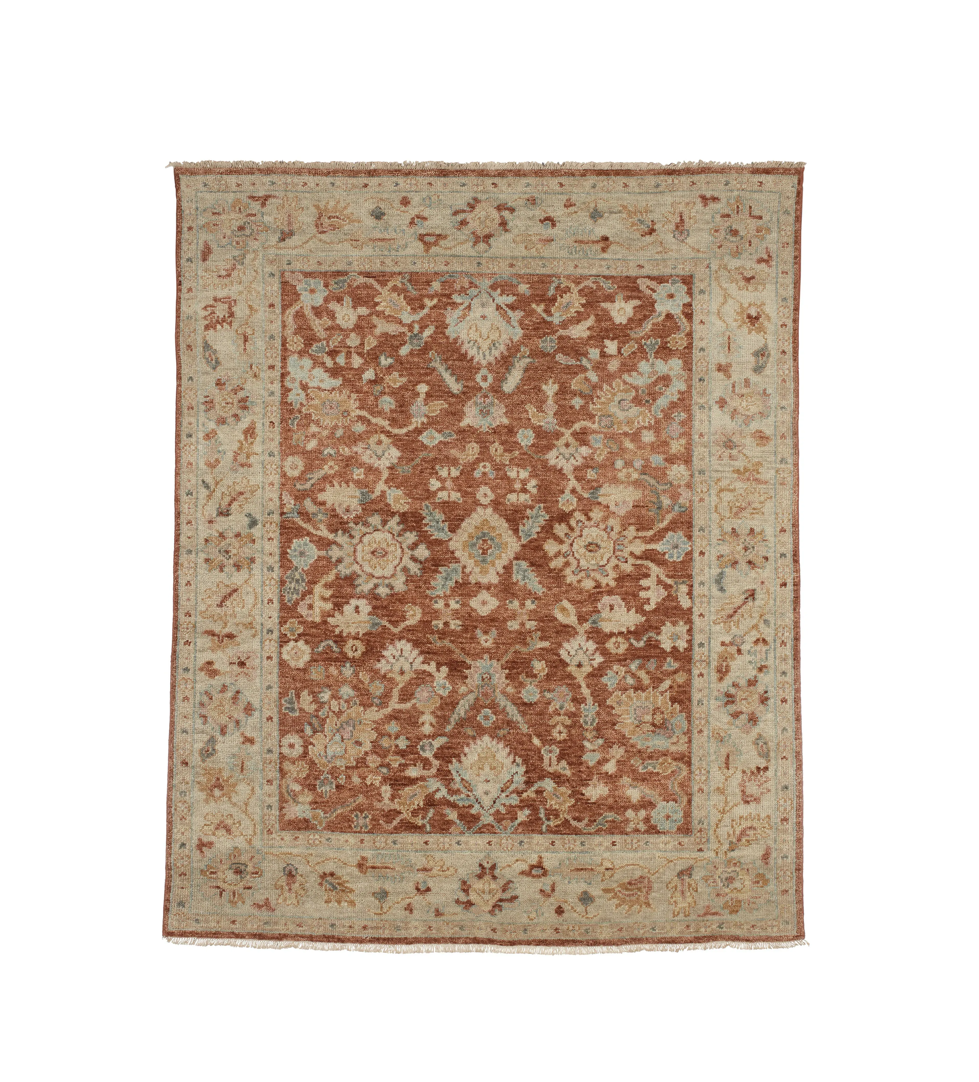 Traditional Rug Hand Knotted - Rust, Wool