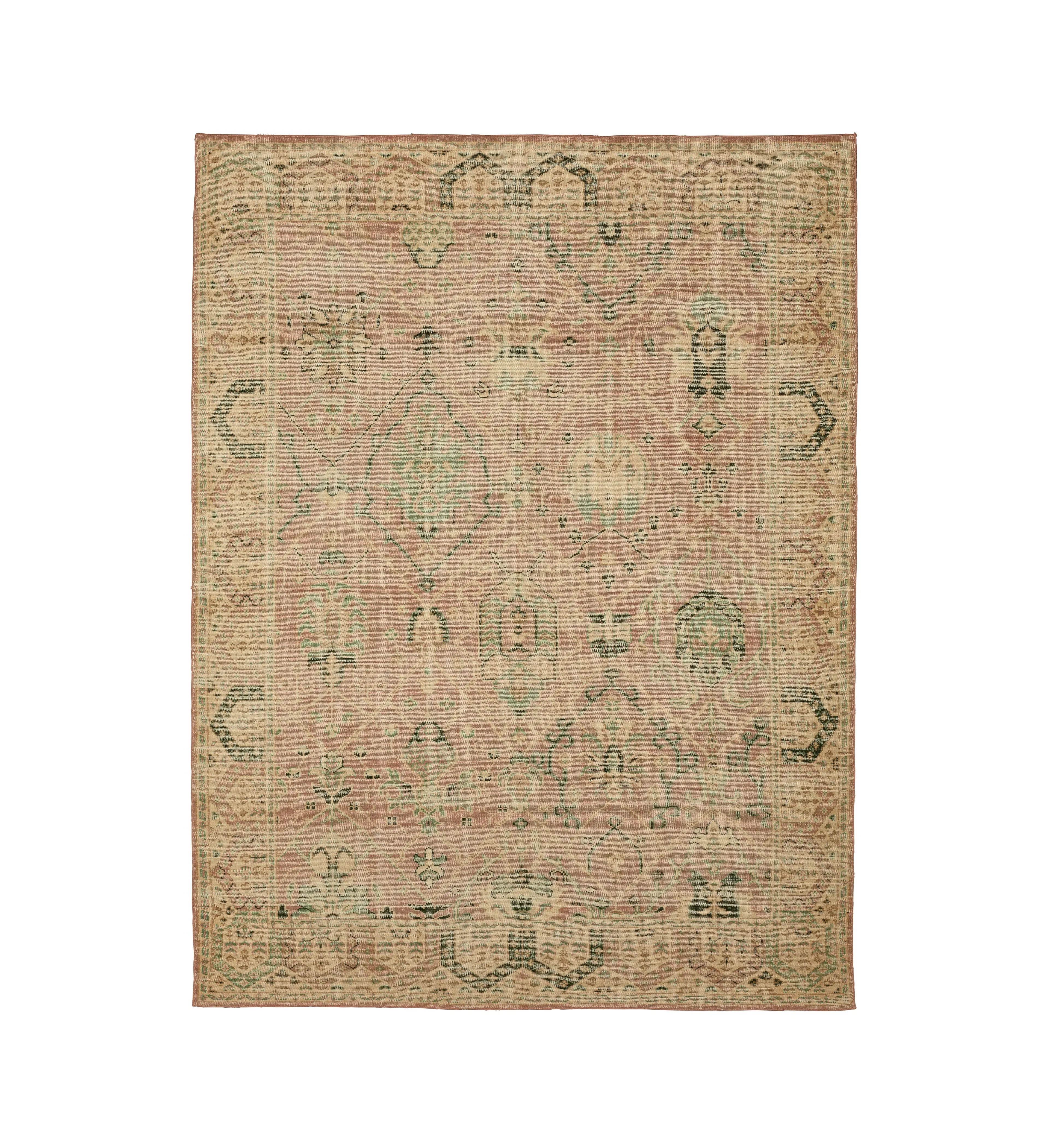 Traditional Rug with Floral Design - Washed Rose