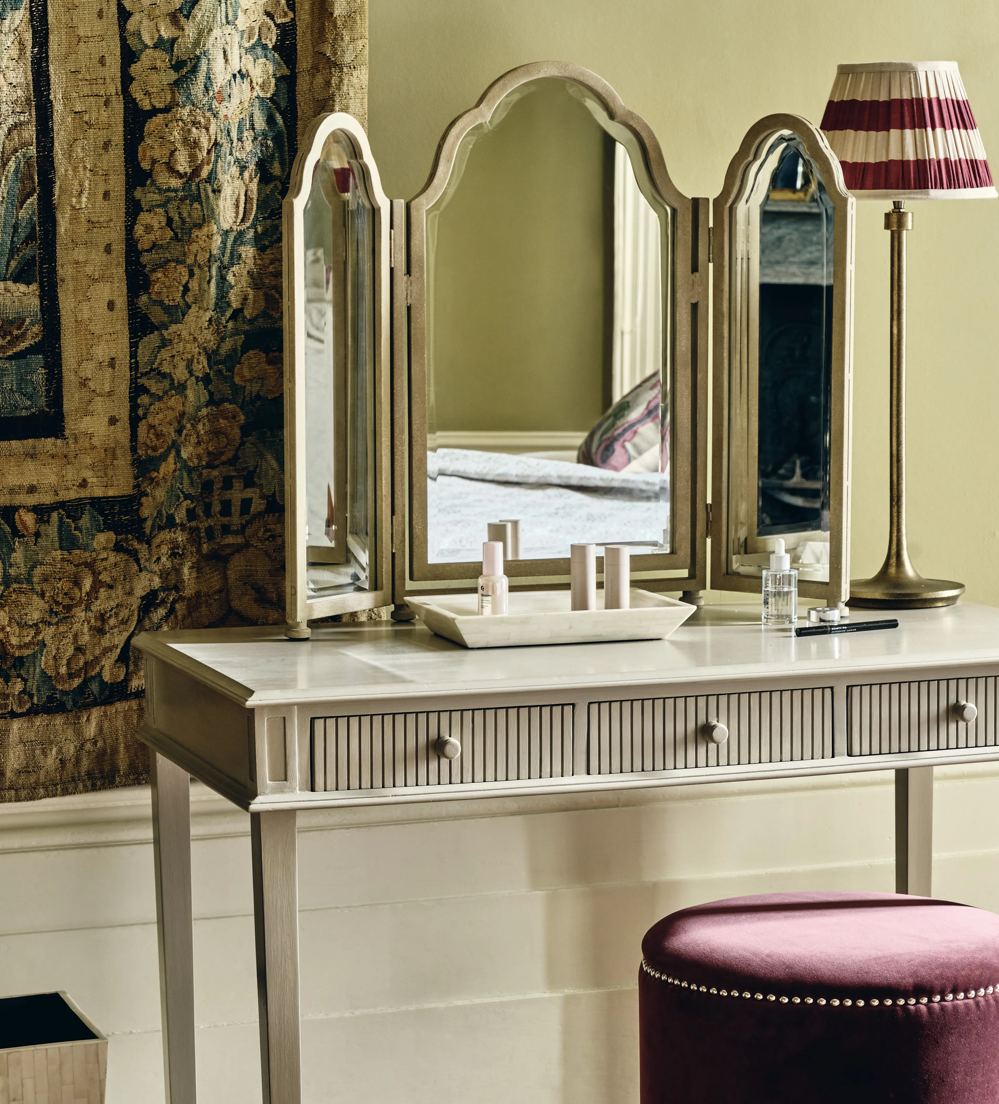 Trois Table Mirror - Antique Silver, Metal