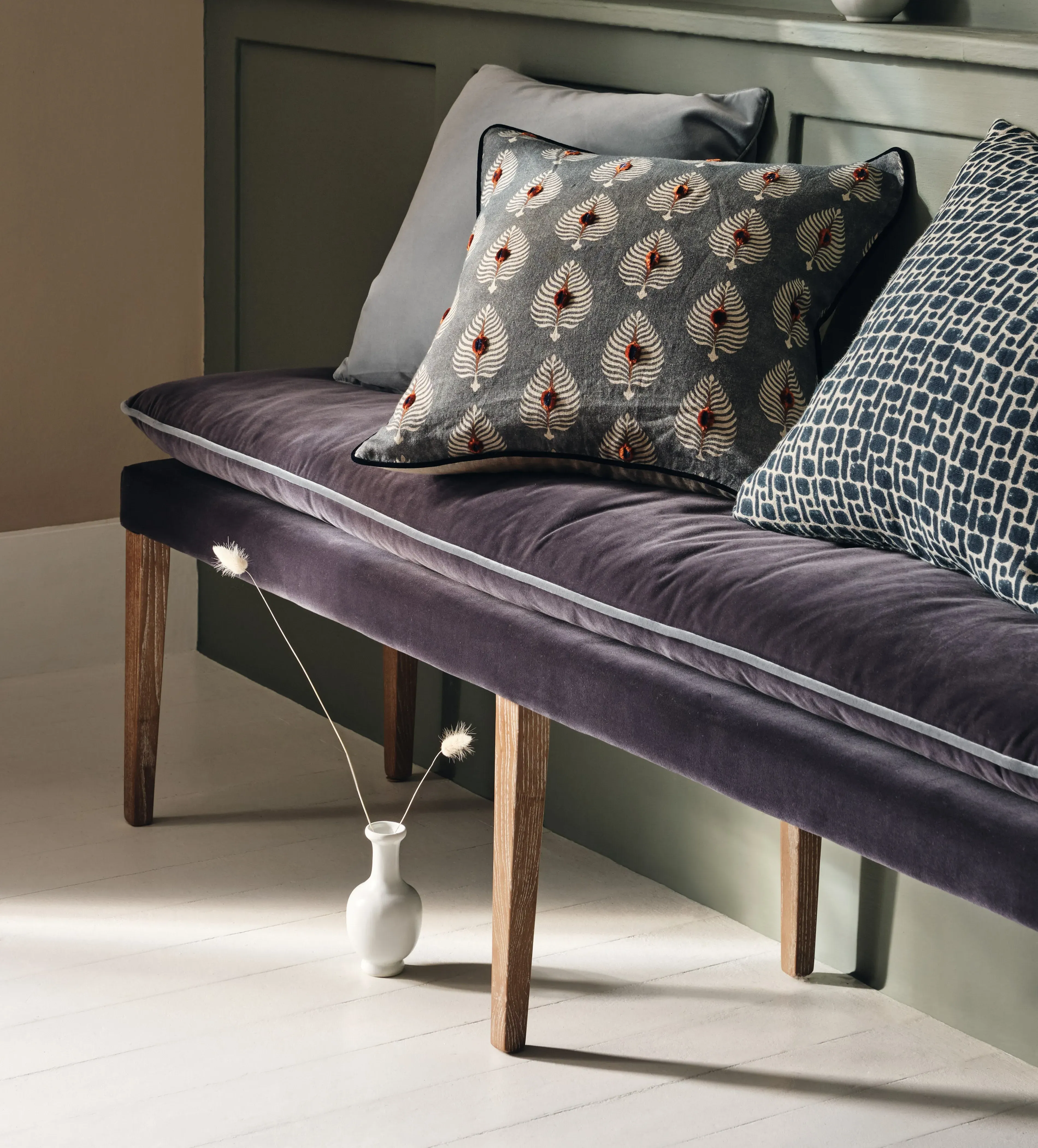 Upholstered Bench - Charcoal, Velvet
