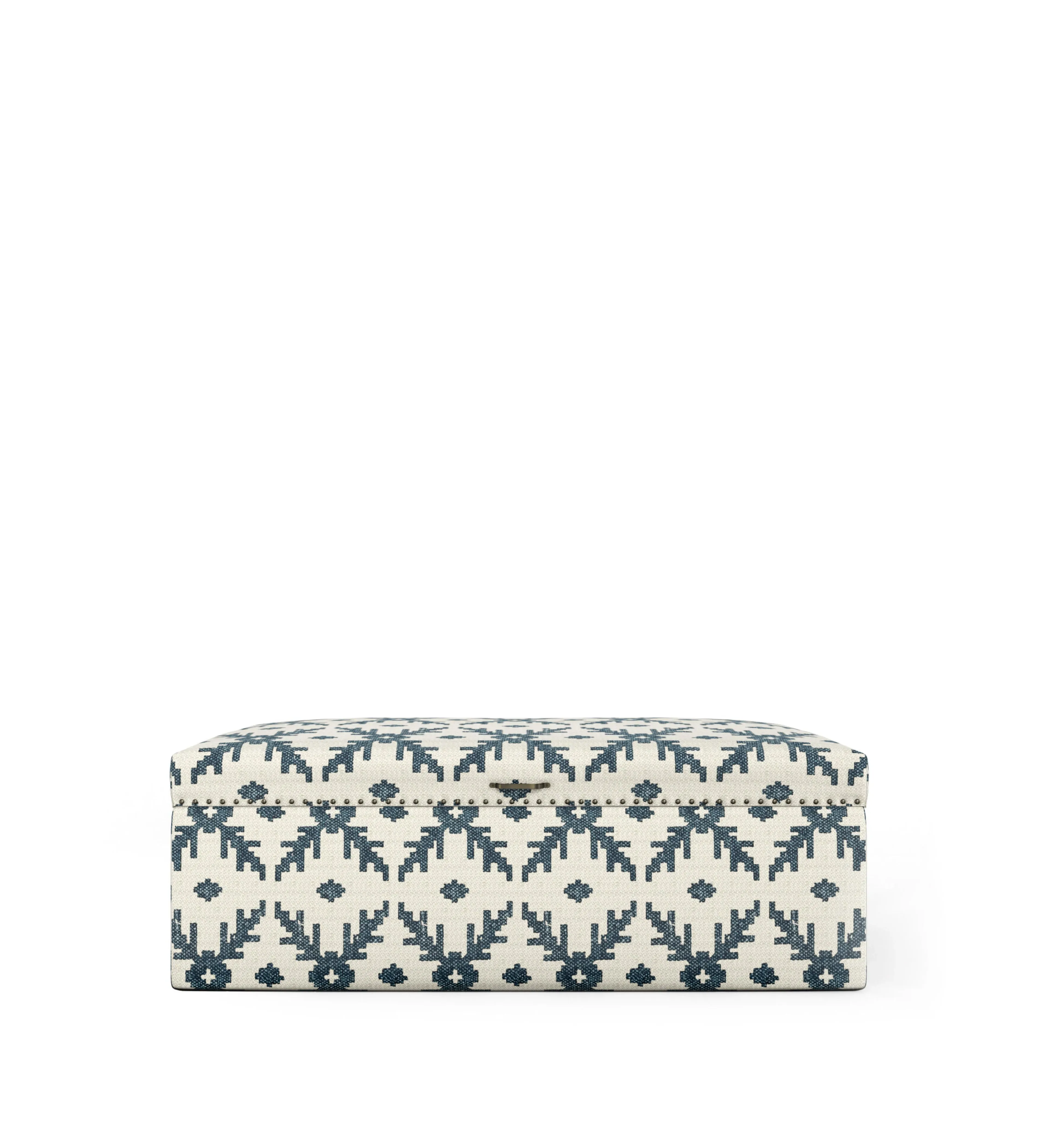 Upholstered Ottoman with Storage - Blue, Cotton