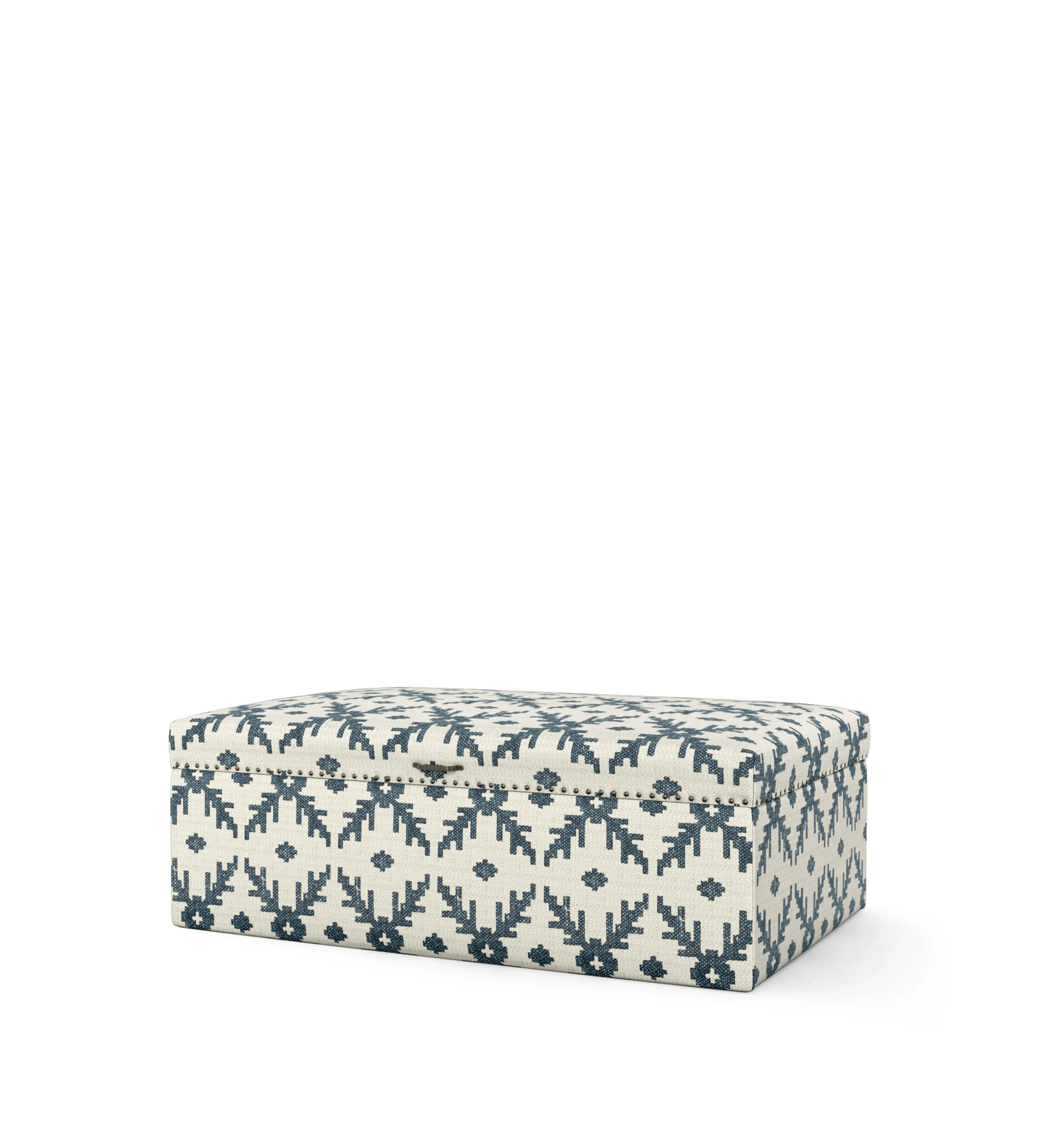Upholstered Ottoman with Storage - Blue, Cotton image