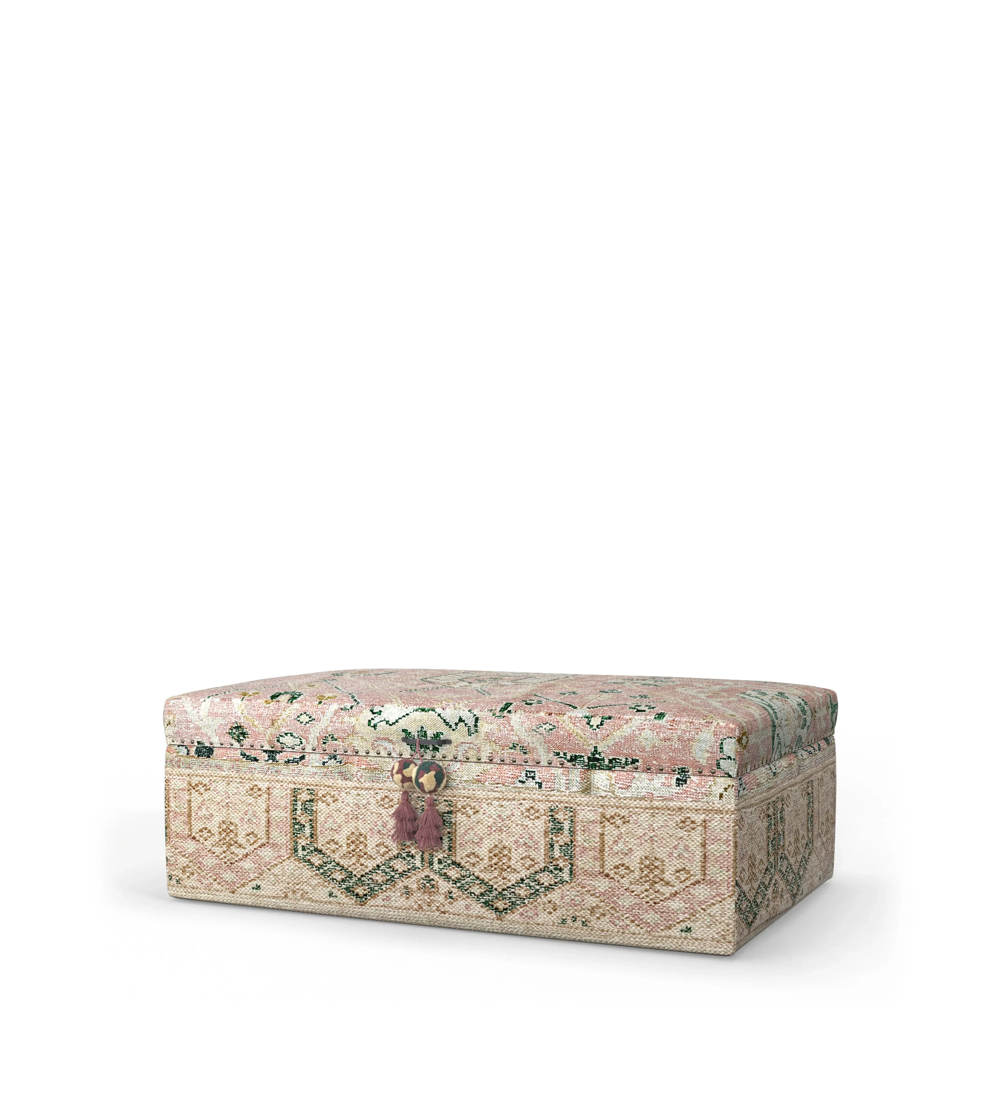 Upholstered Ottoman with Storage - Washed Rose