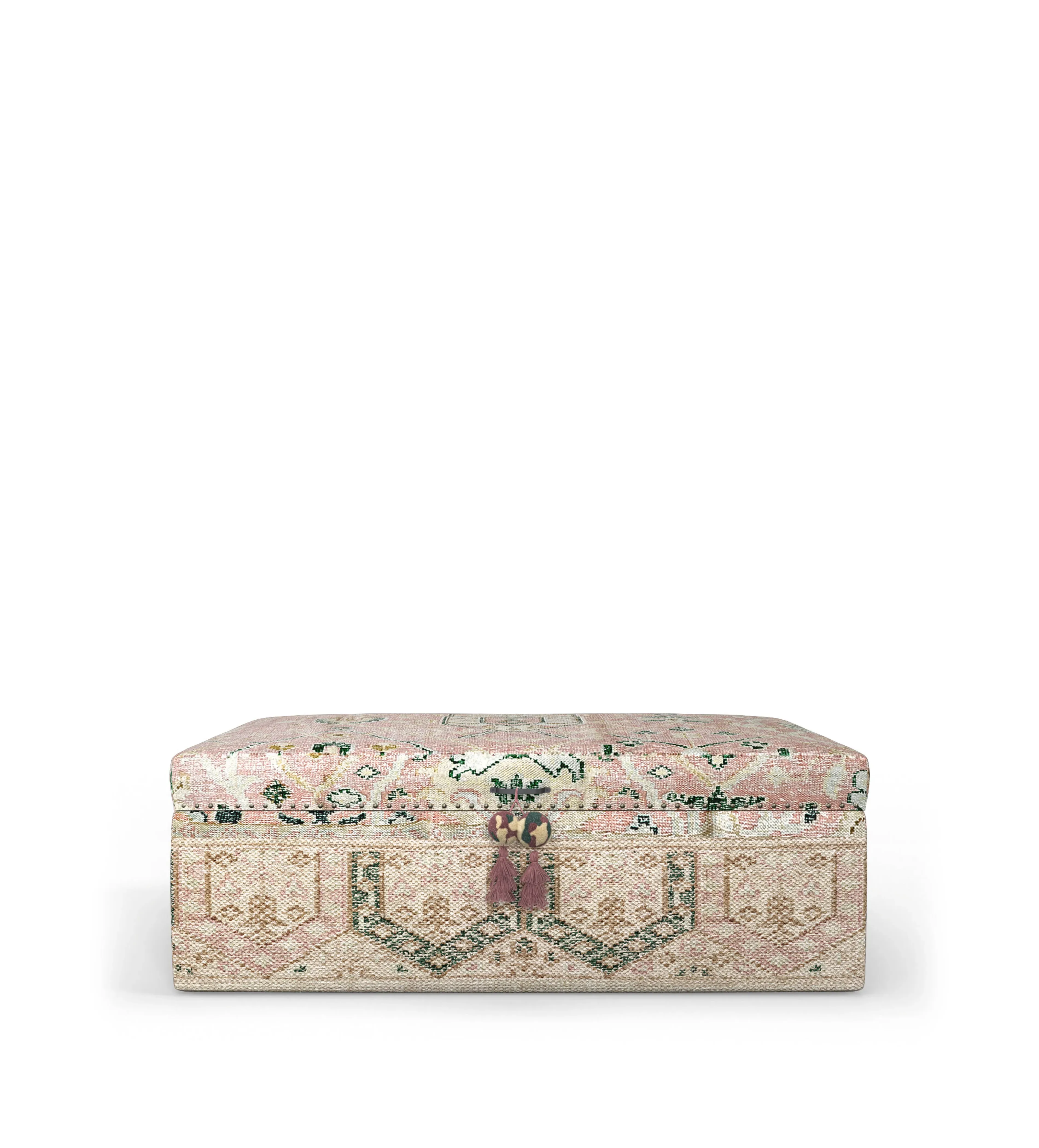 Upholstered Ottoman with Storage - Washed Rose image