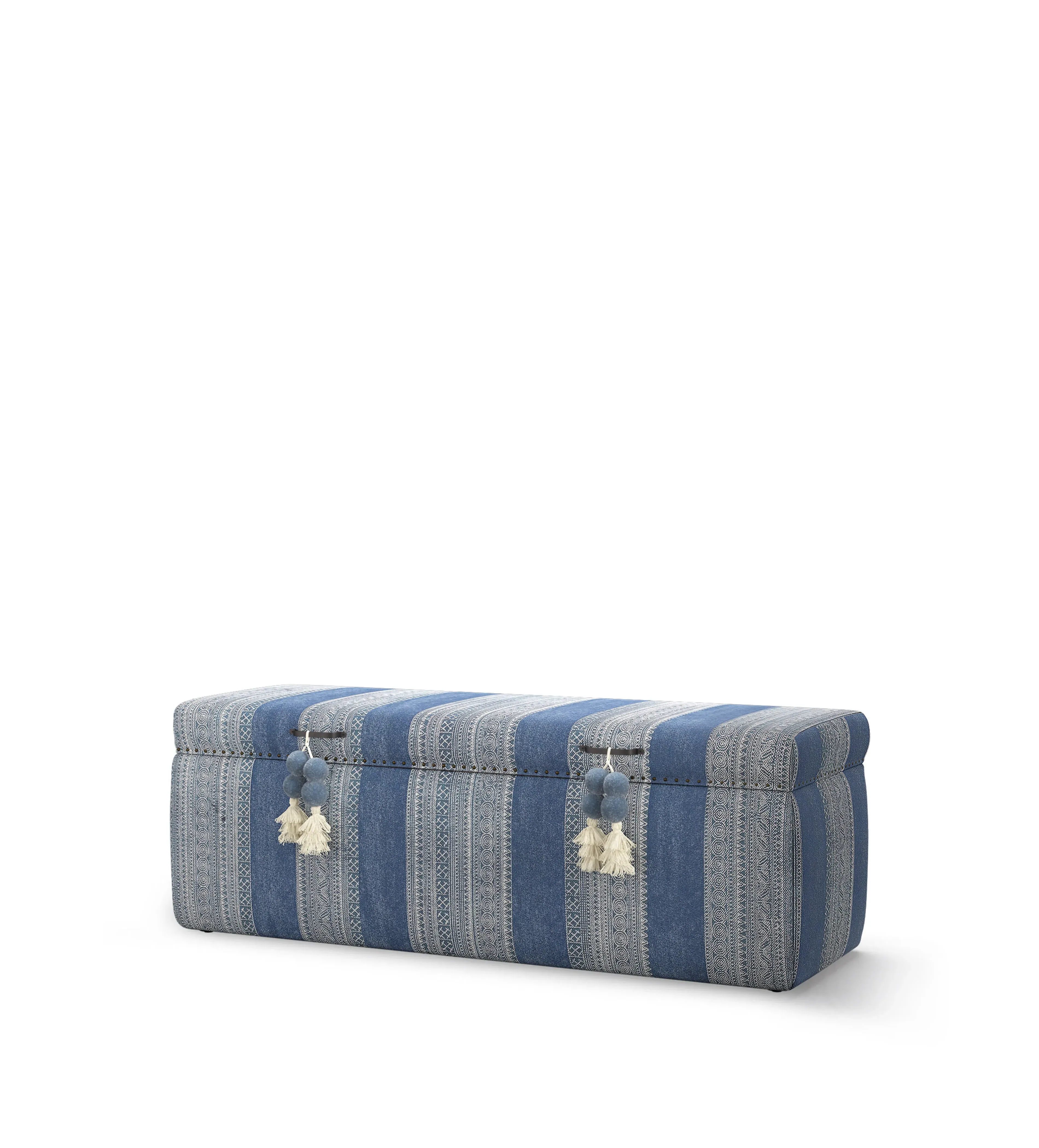 Upholstered Storage Trunk - Blue, Cotton image
