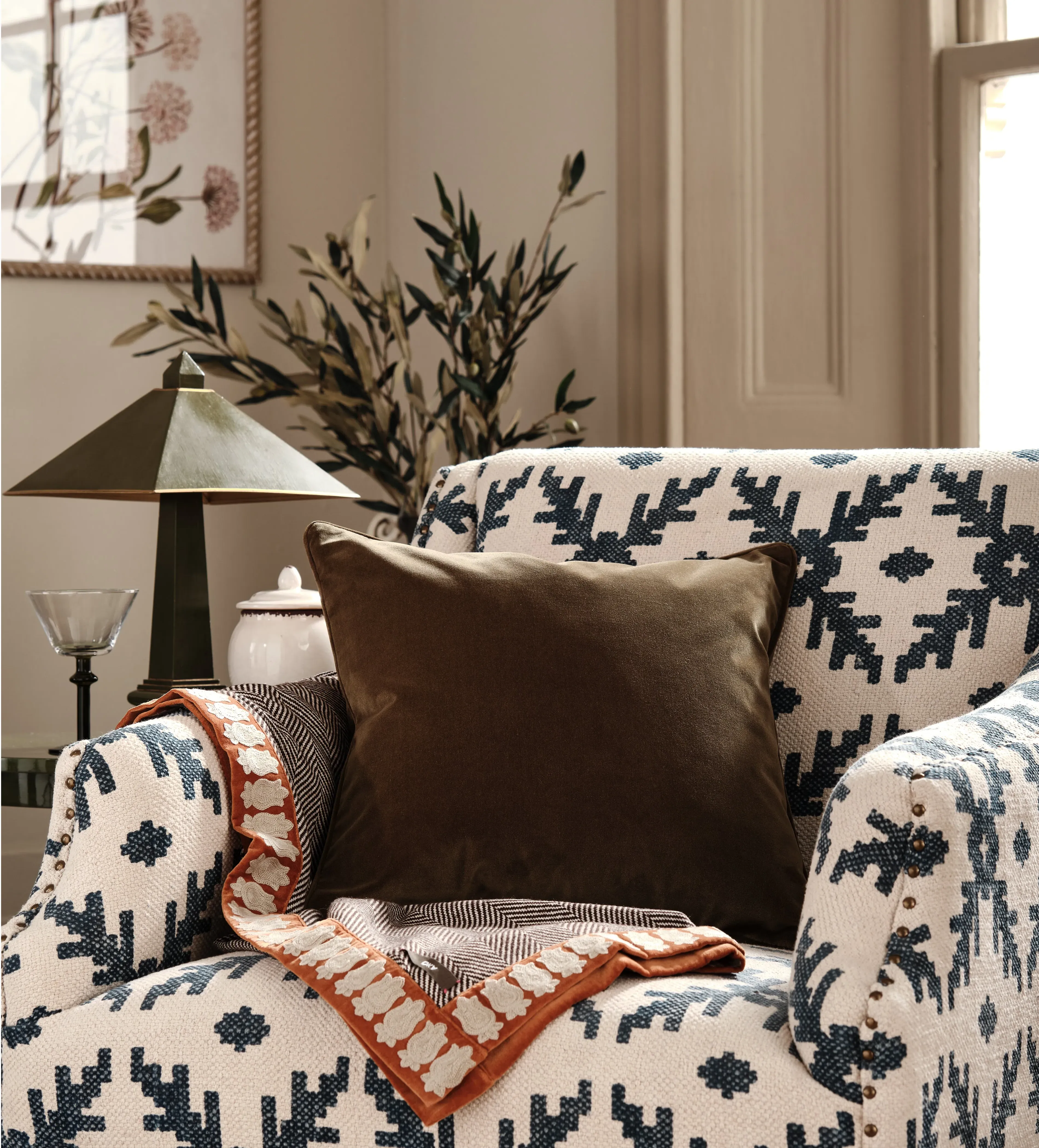 Velvet Cushion Cover - Cedar Green, Polyester