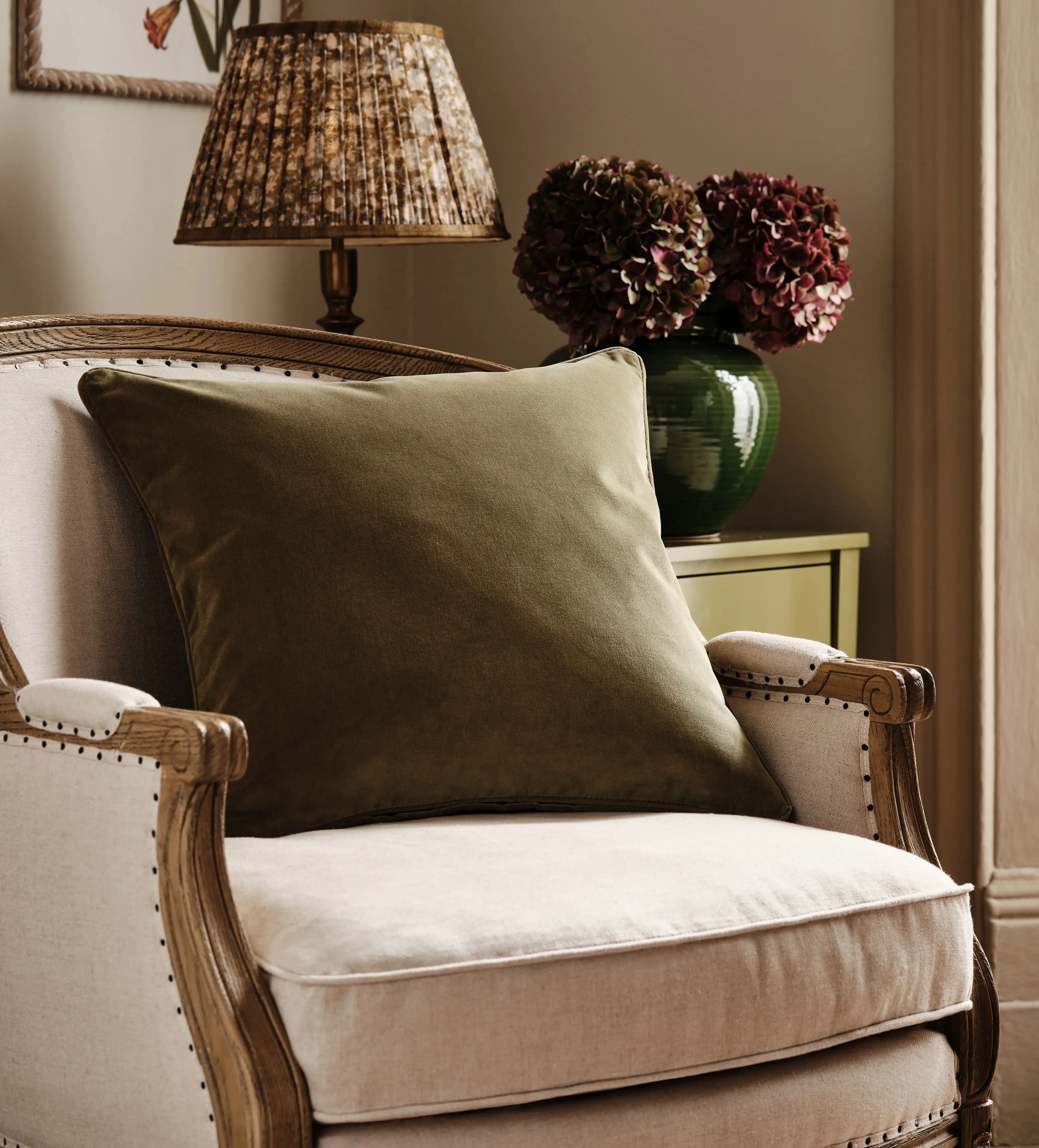 Velvet Cushion Cover - Evergreen, Polyester