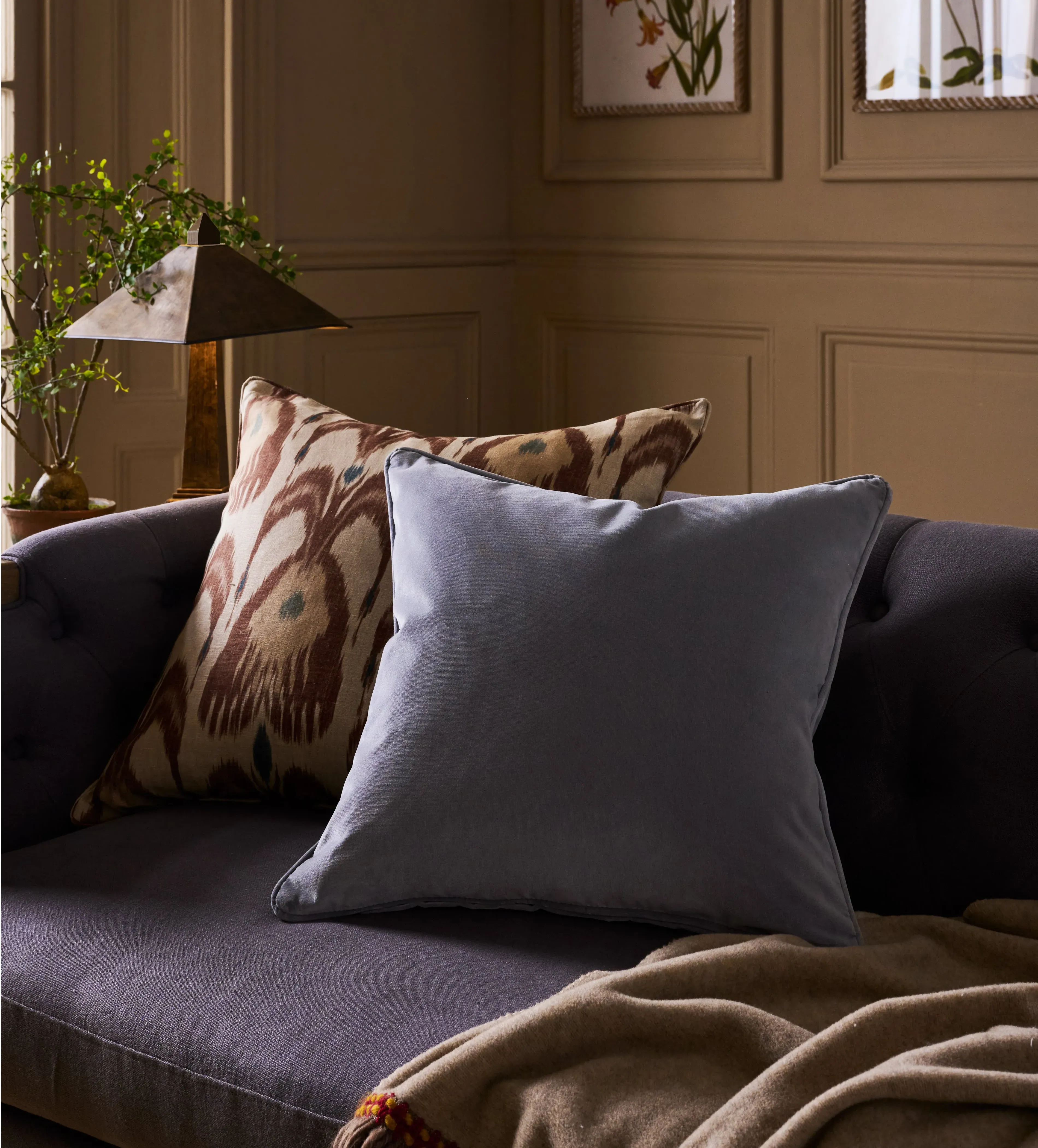 Velvet Cushion Cover - Pale Celadon, Polyester