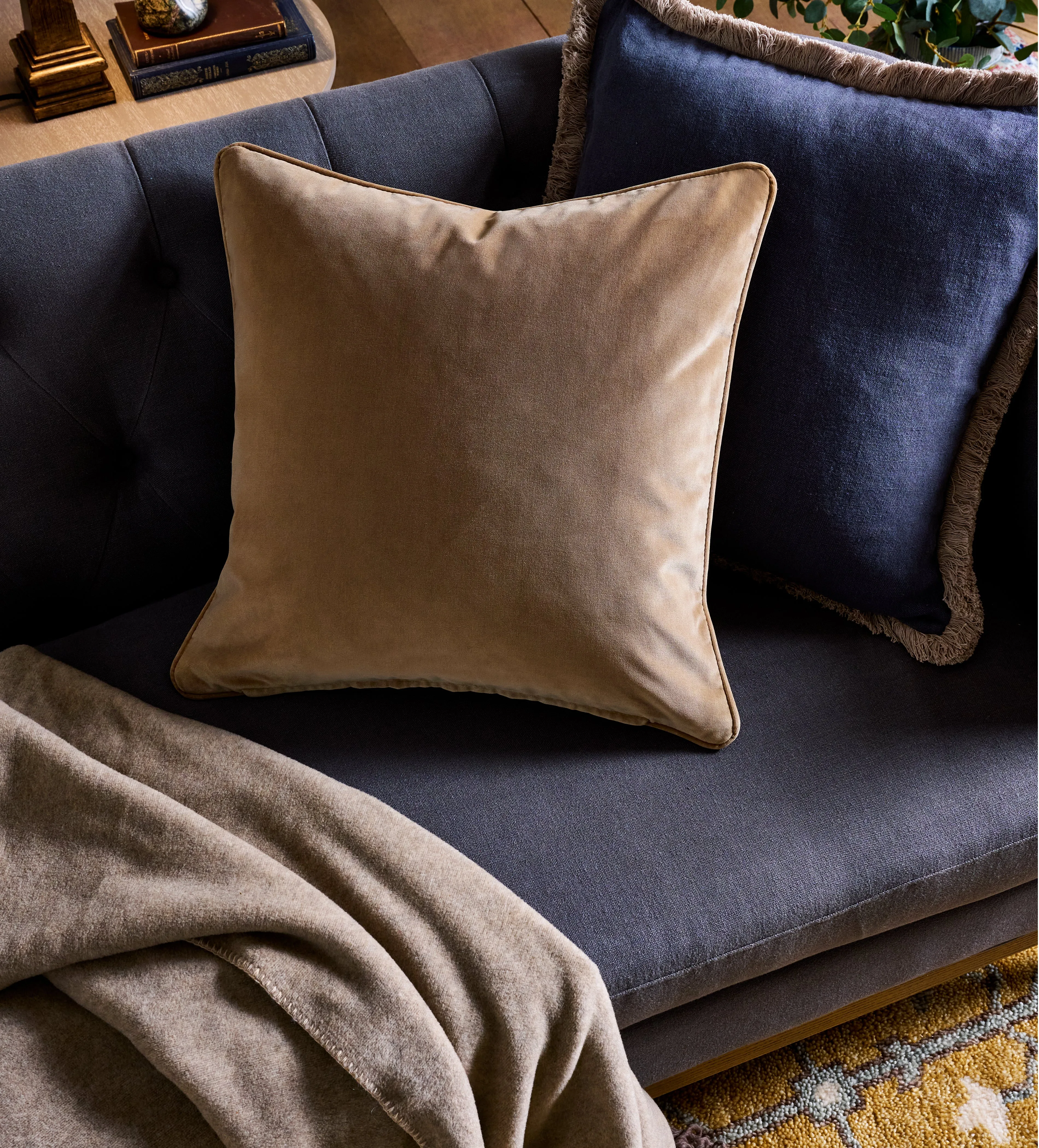 Velvet Cushion Cover - Sand, Polyester