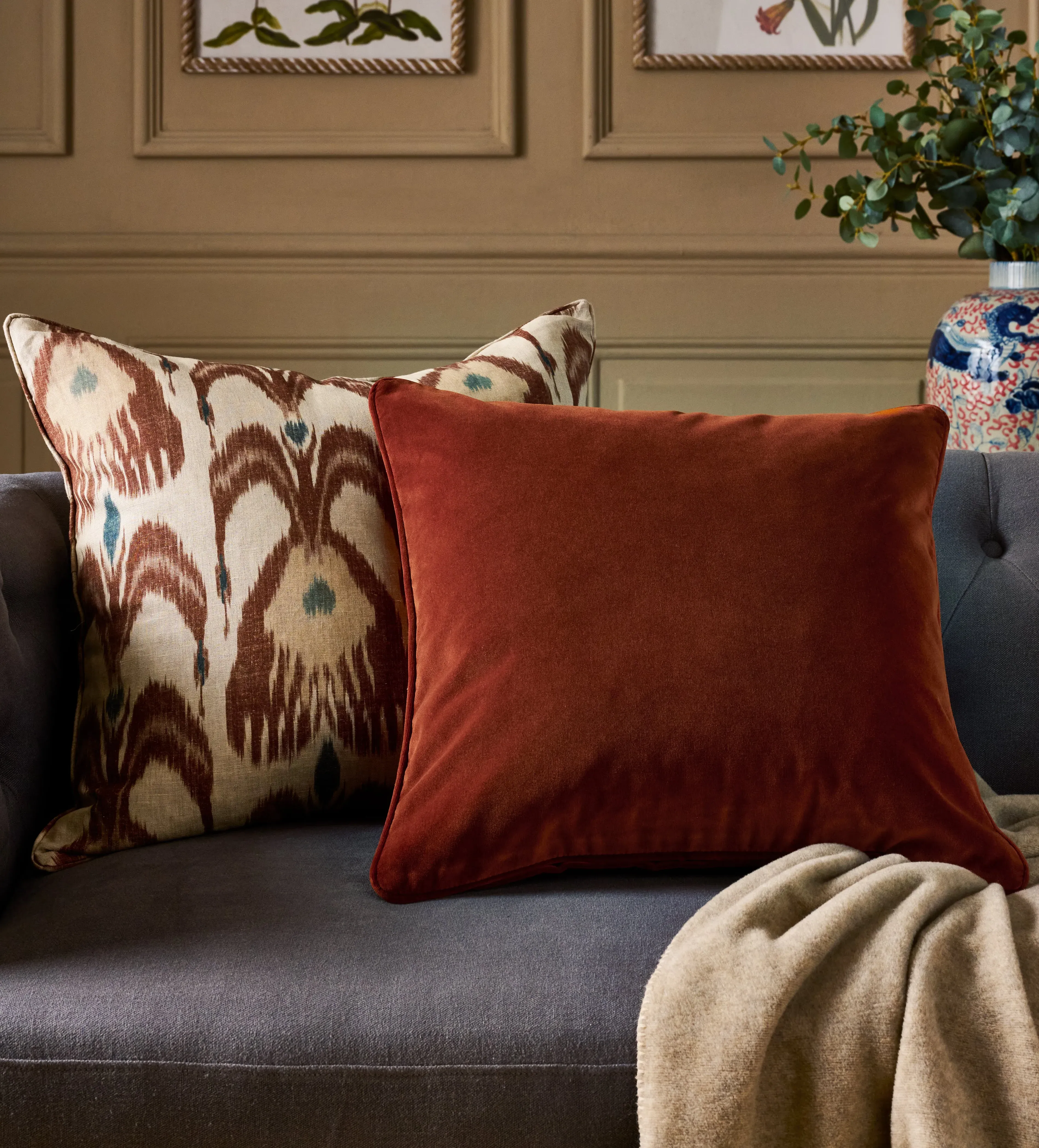 Velvet Cushion Cover - Spiced Orange, Polyester