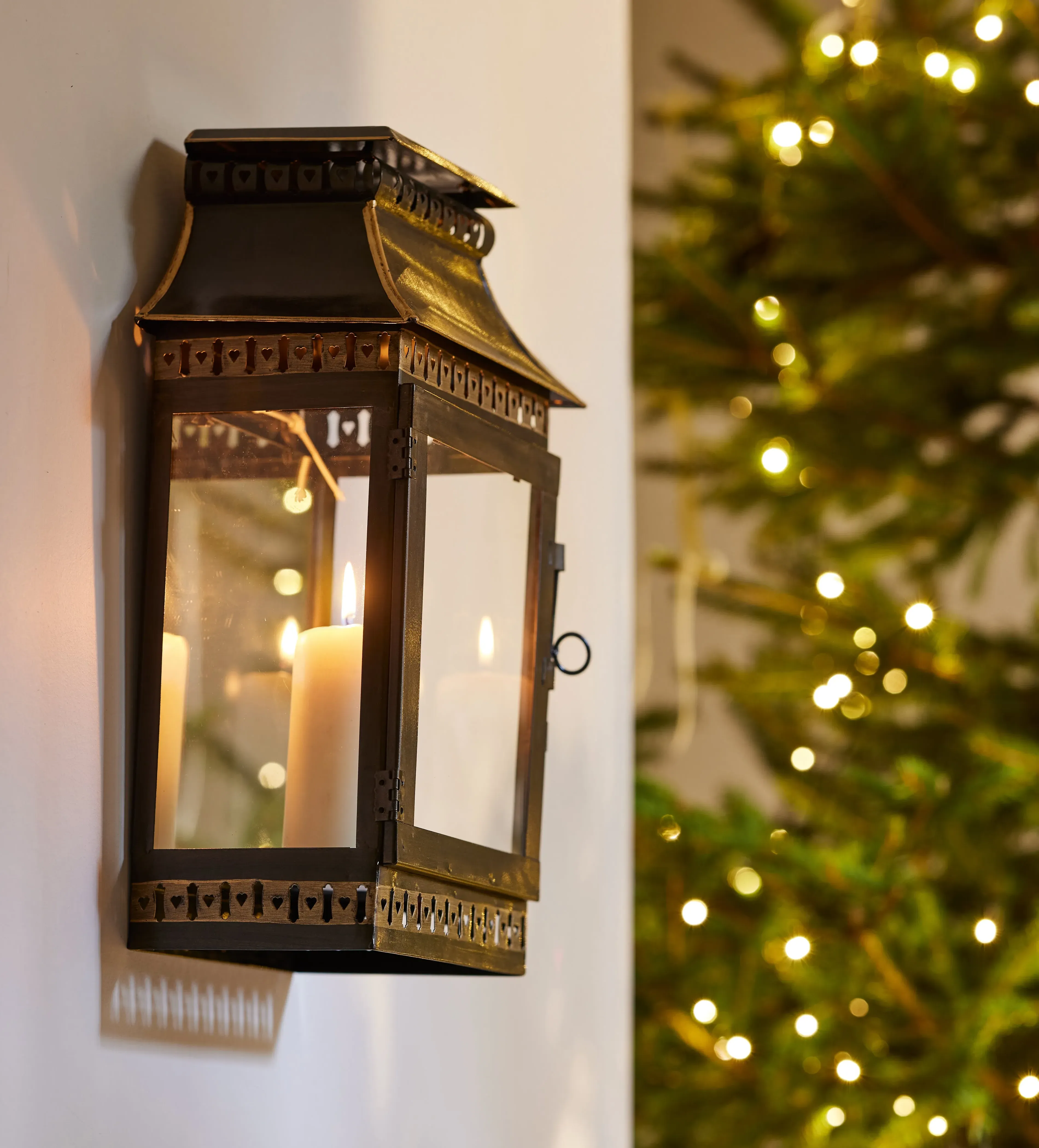 Wall Lantern Candle Holder - Brown, Metal
