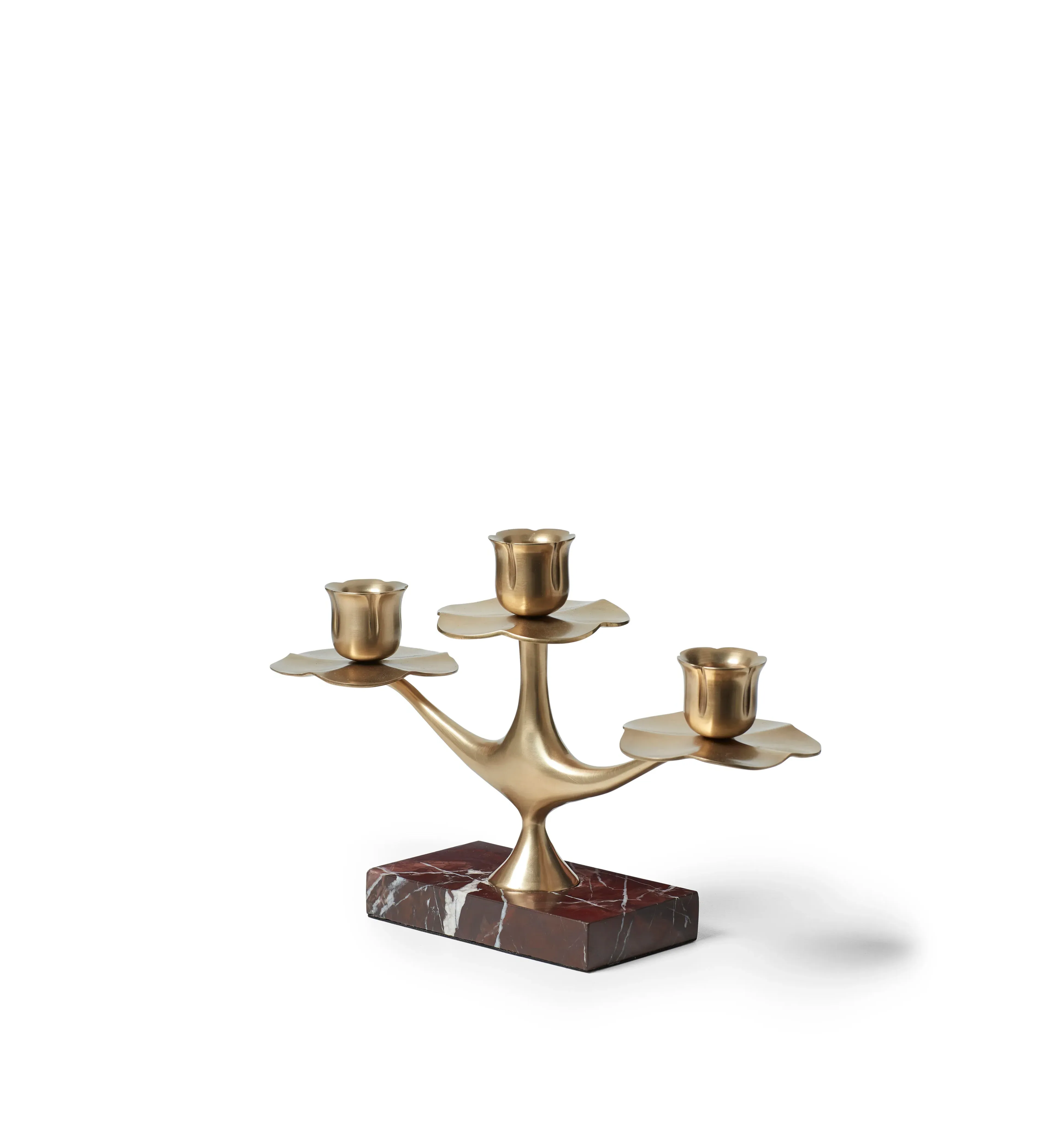 Water Lily Candle Holder - Antique Brass, Marble