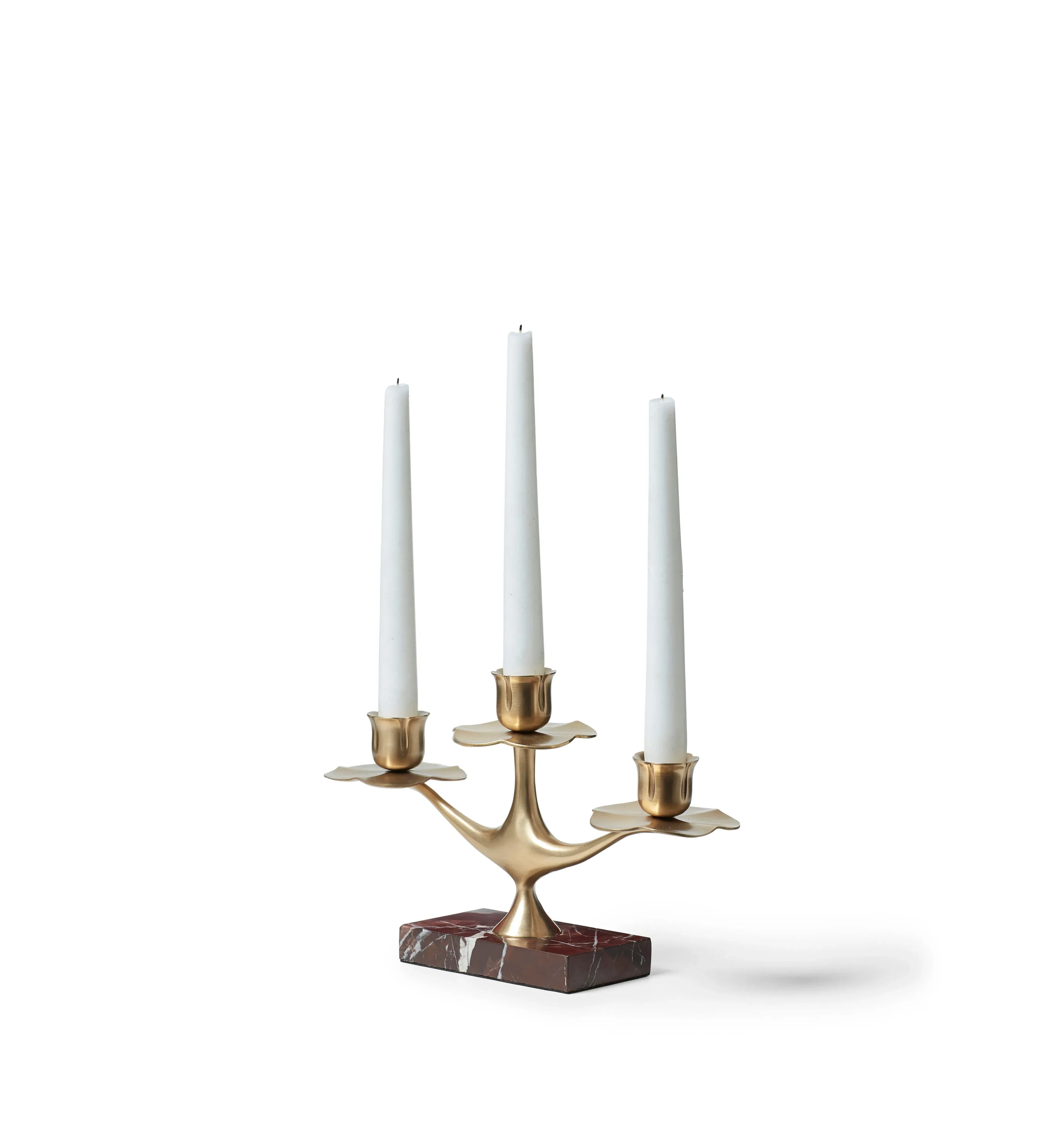 Water Lily Candle Holder - Antique Brass, Marble image