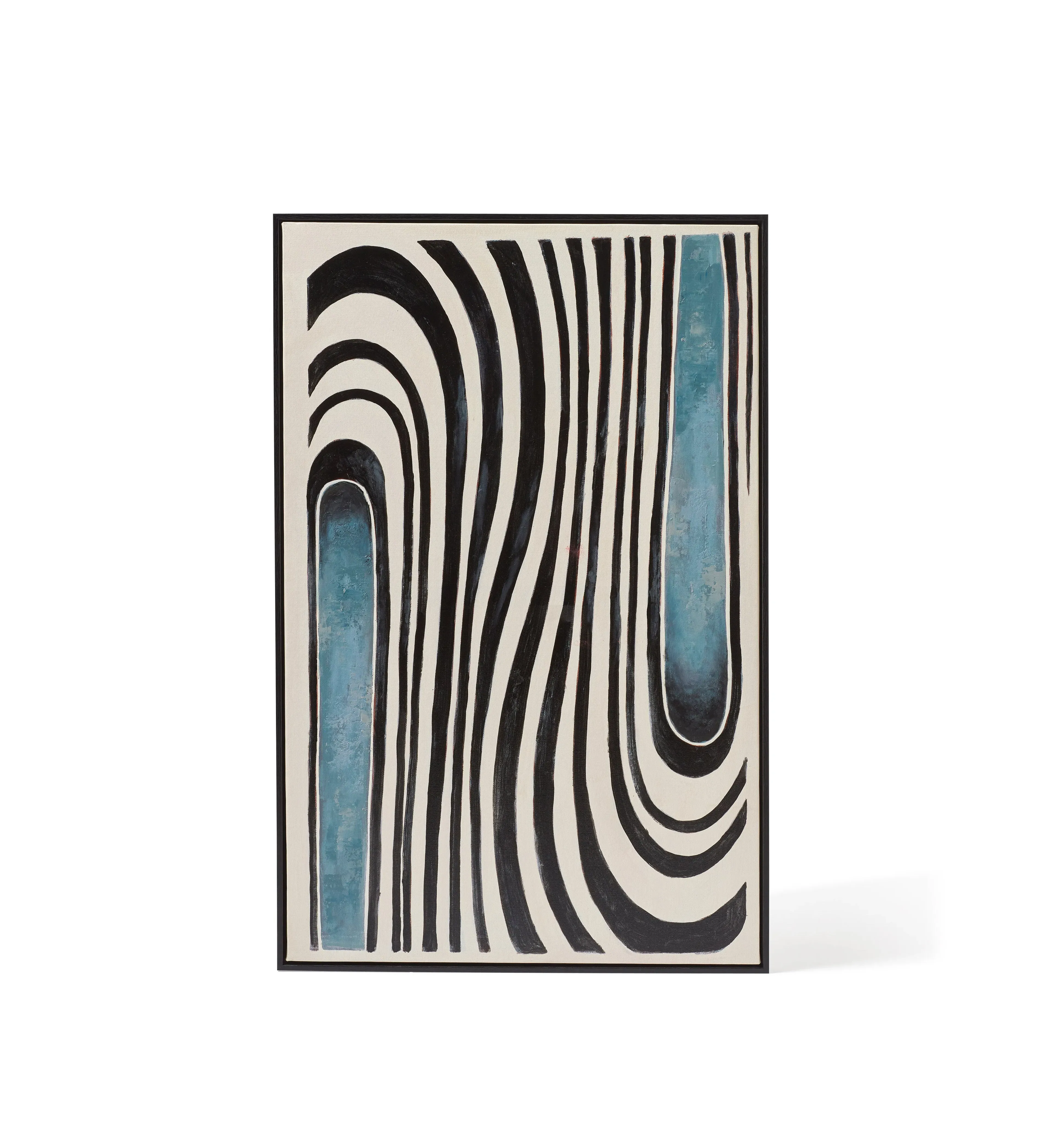 Wave Hand-Painted Wall Art - Blue/Black, Canvas