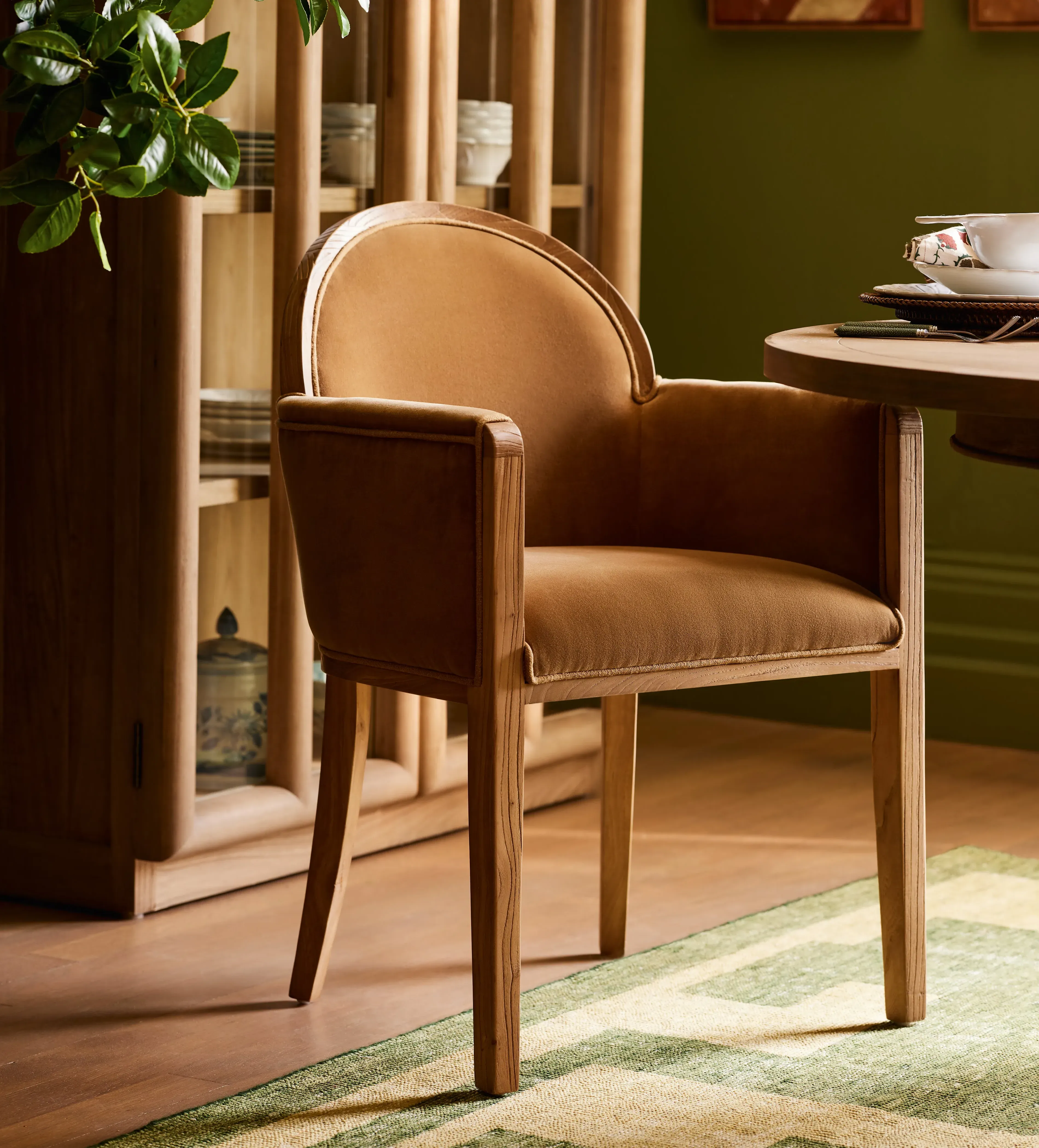 Wilbur Dining Chair - Caramel, Velvet