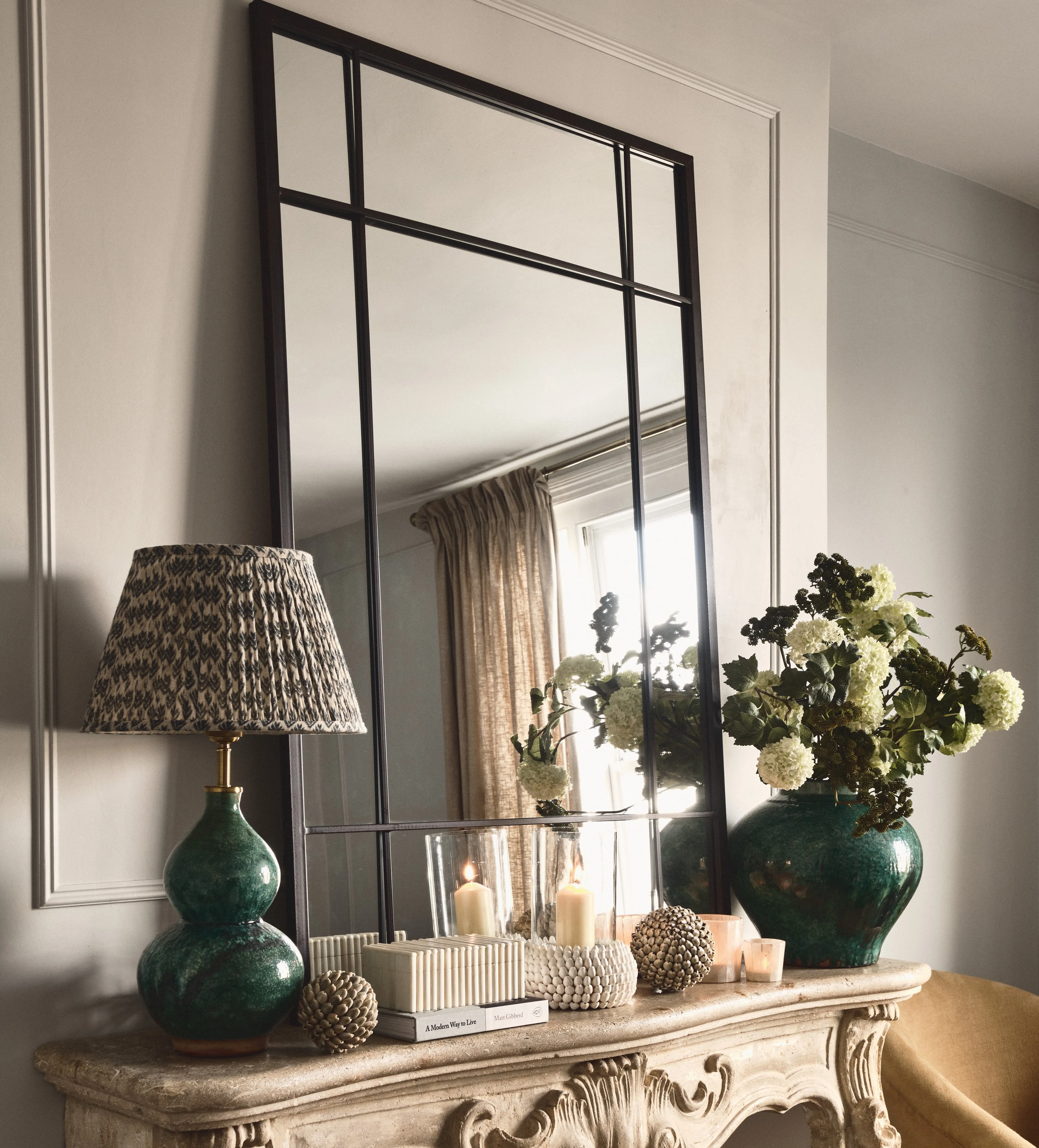 Window-Style Wall Mirror - Iron Frame