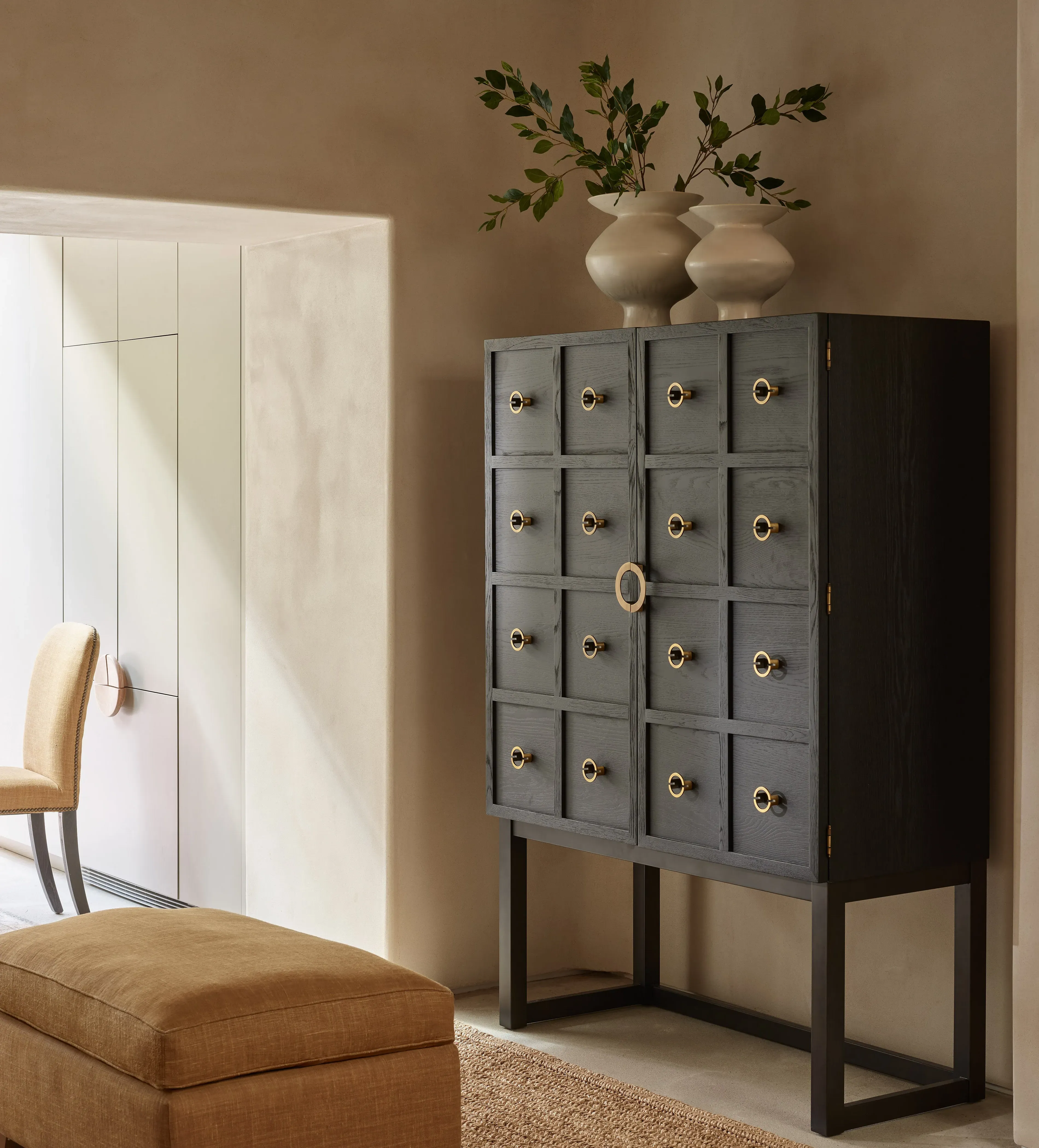 Wine Cabinet with Storage - Black, Oak