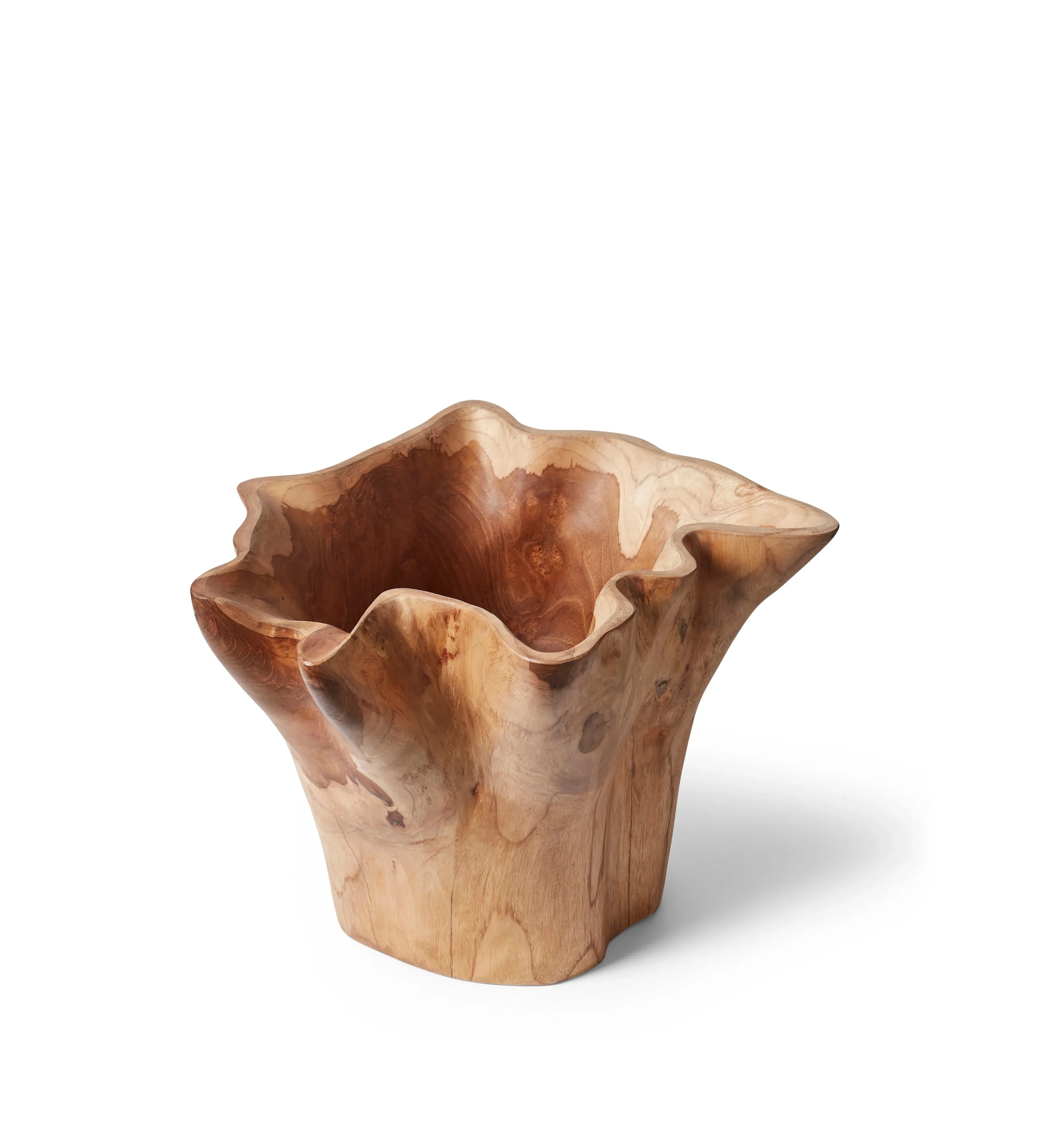 Wooden Vase Hand-Carved - Natural, Teak