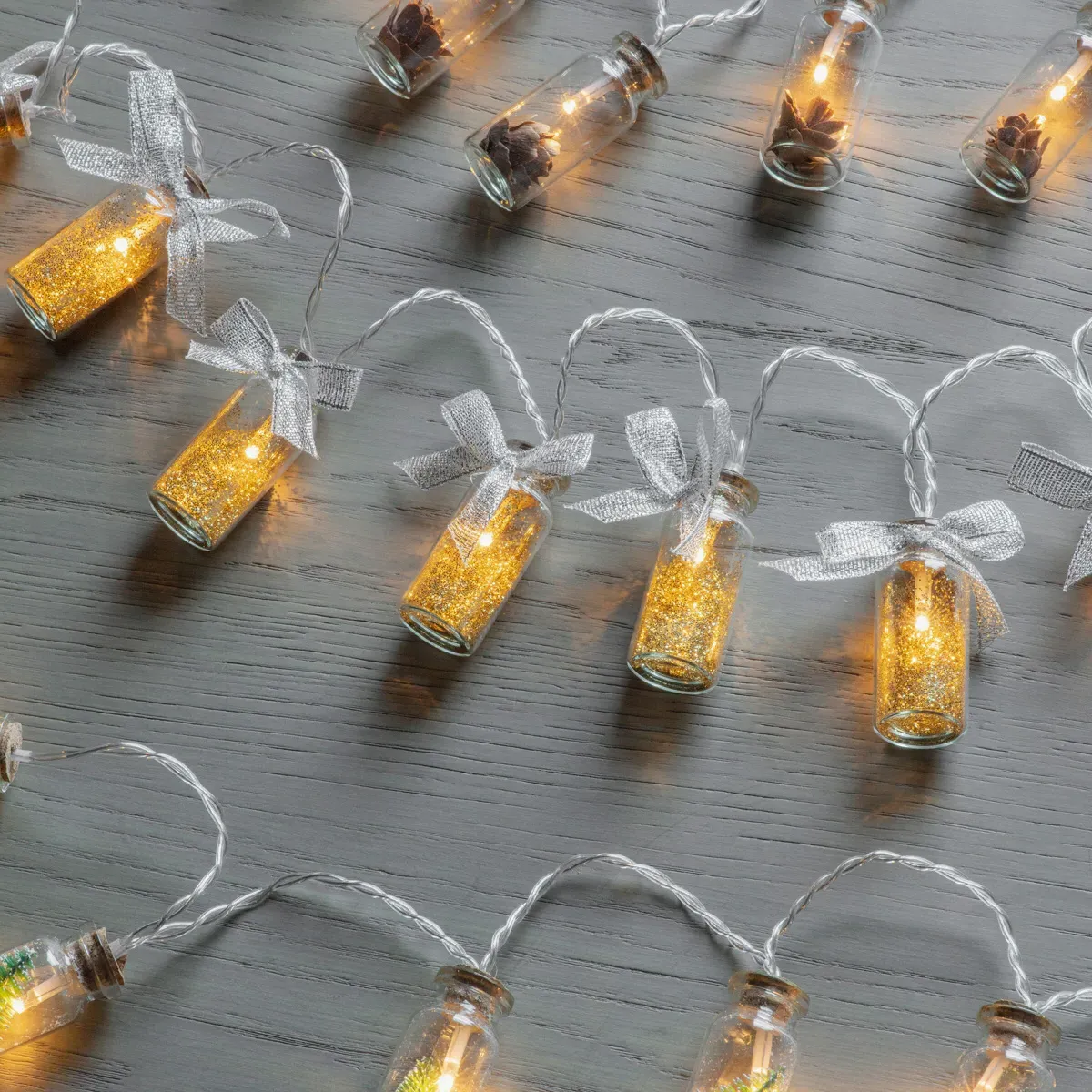 10-Light LED String in Jars - Gold, Glitter image
