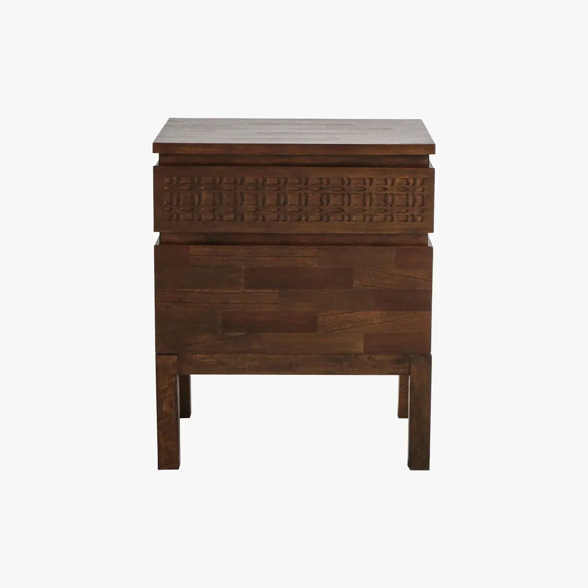 2-Drawer Bedside Table with Pattern - Natural