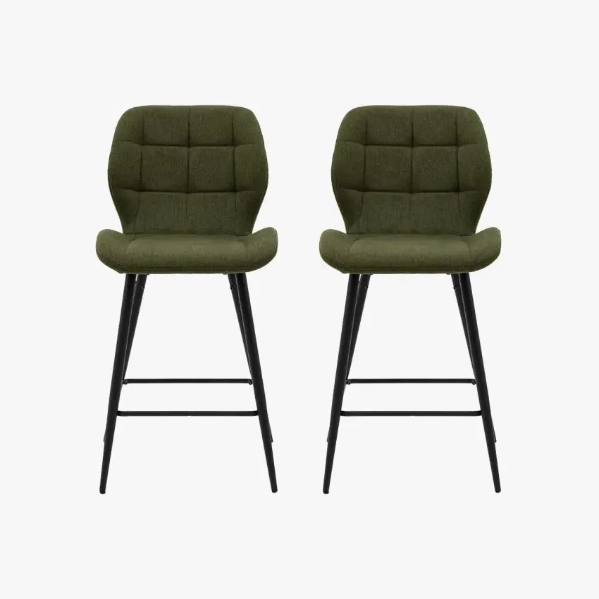 2-Pack Bar Stools with Button Detail - Green