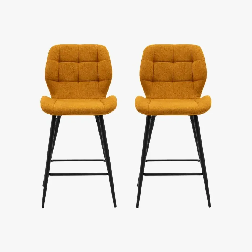2-Pack Bar Stools with Button Detail - Saffron
