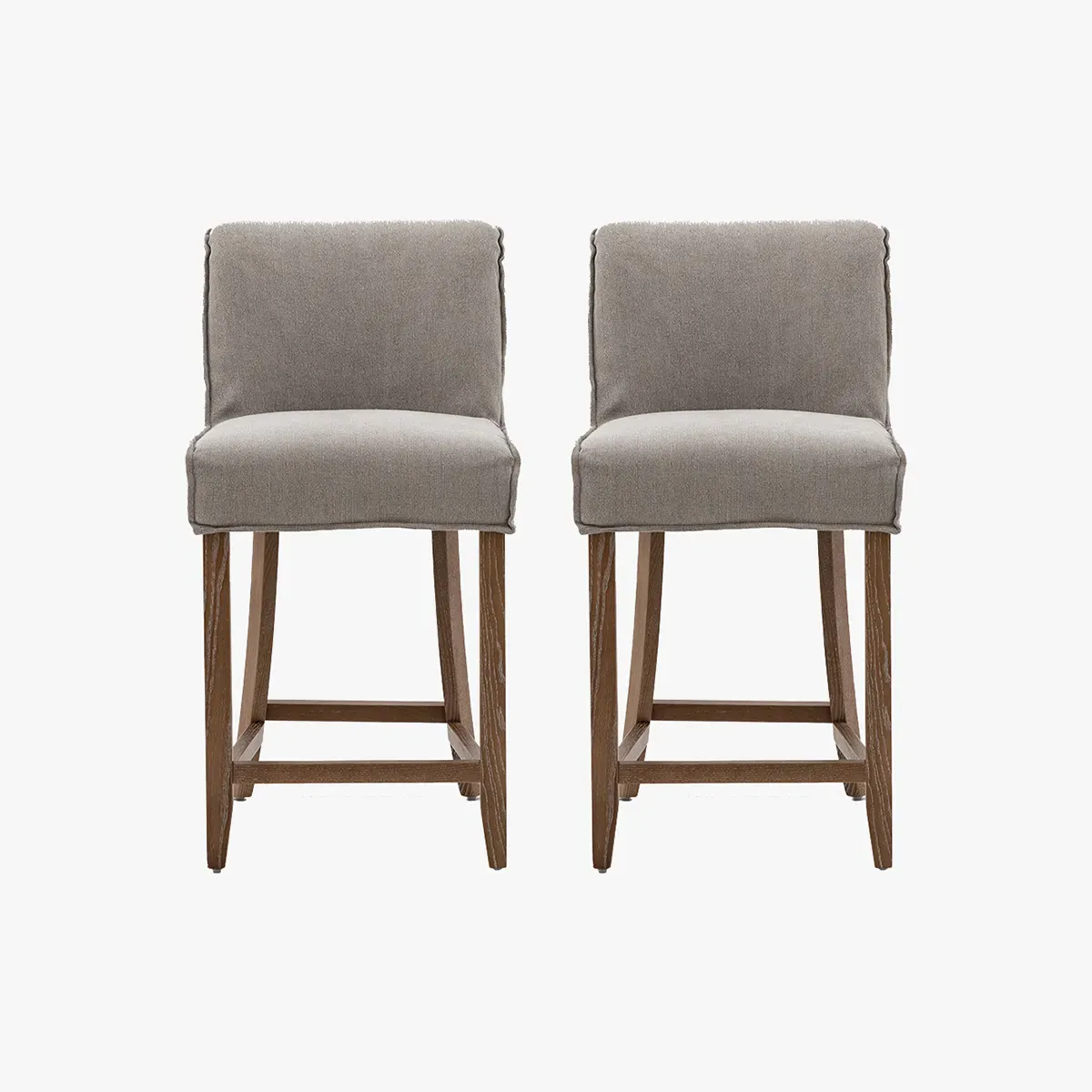 2-Piece Bar Stool Set - Grey, Linen image