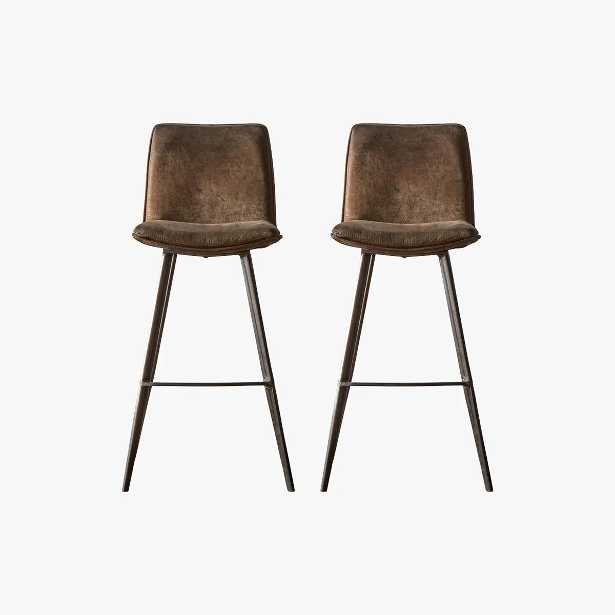 2-Piece Bar Stool Set with Footrest - Brown image