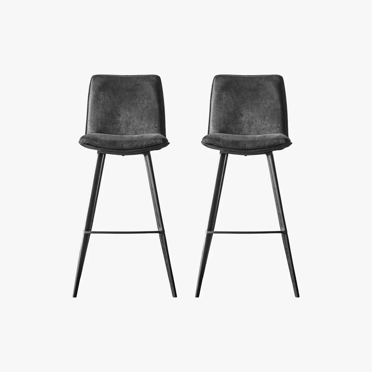 2-Piece Bar Stool Set with Footrest - Grey