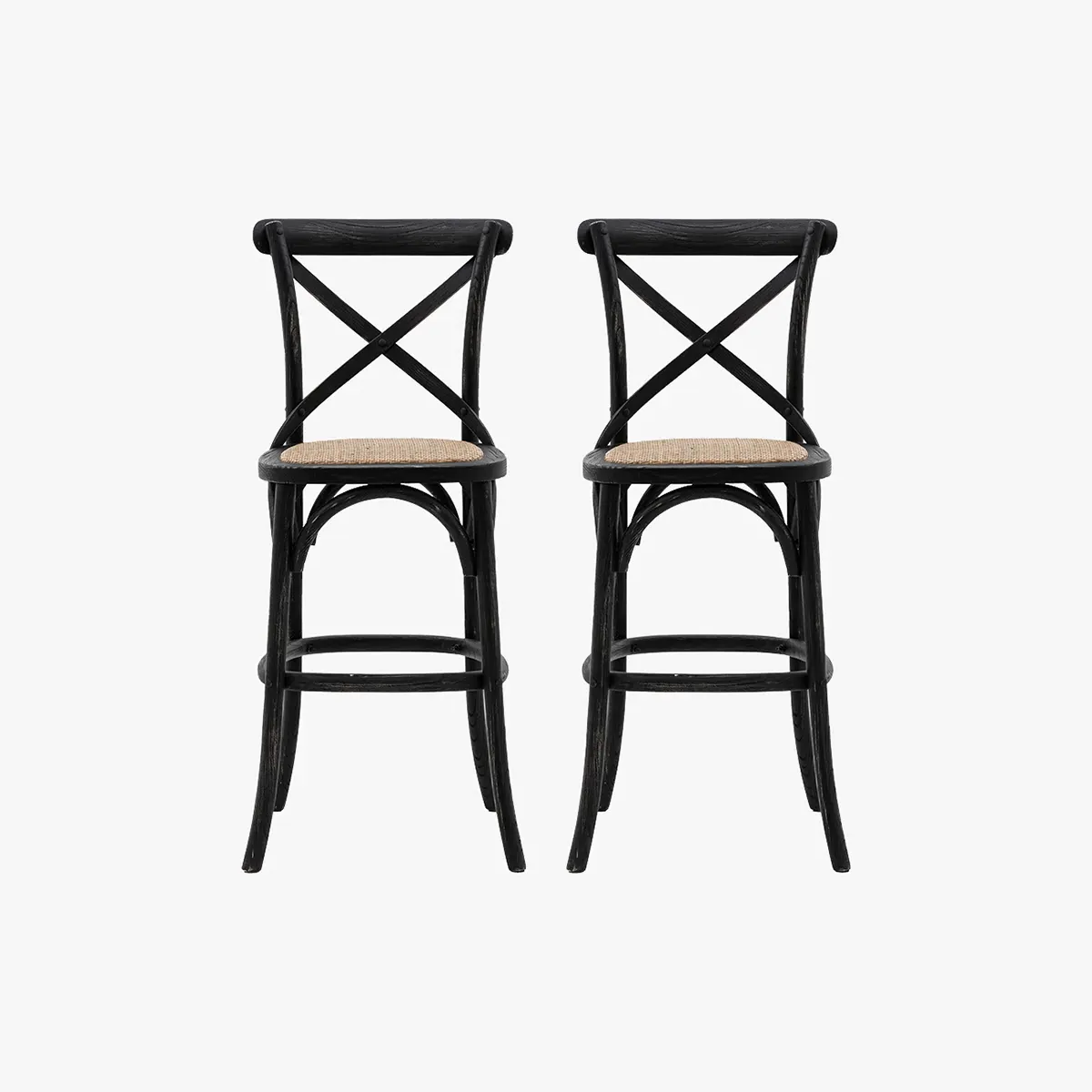 2-Piece Barstool Set with Crossover Back - Black image