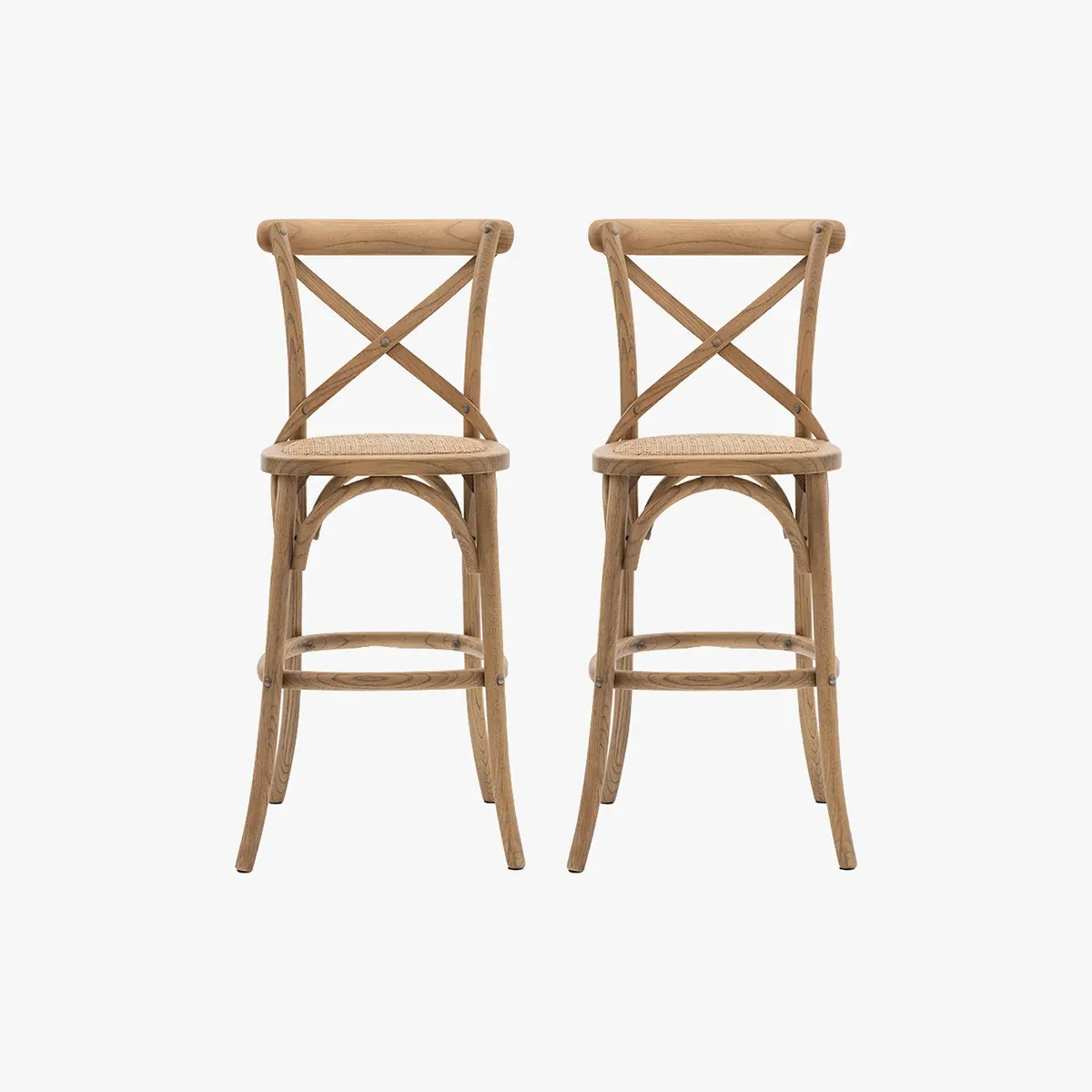 2-Piece Barstool Set with Crossover Back - Natural