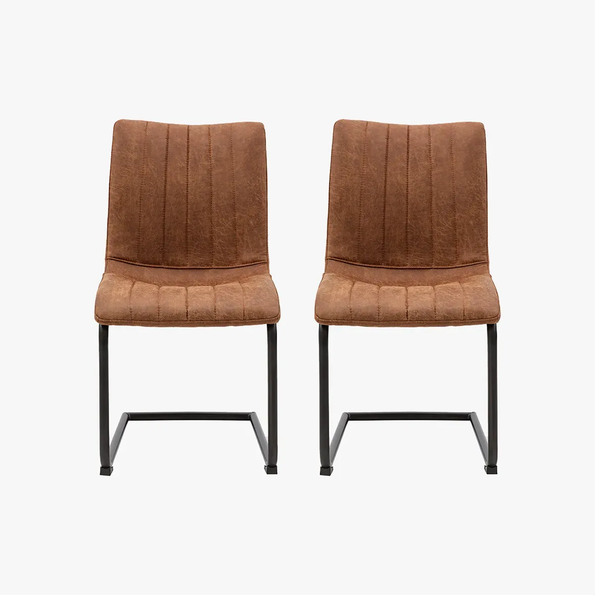 2-Piece Dining Chair Set - Brown, Faux Leather