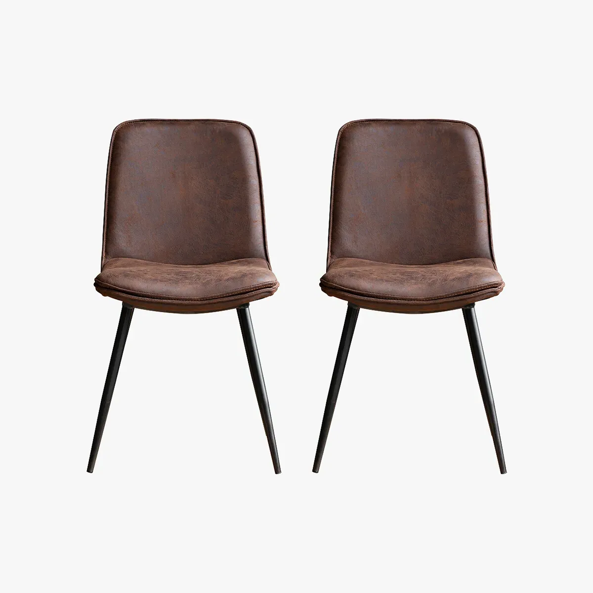 2-Piece Dining Chair Set - Brown, Faux Leather image