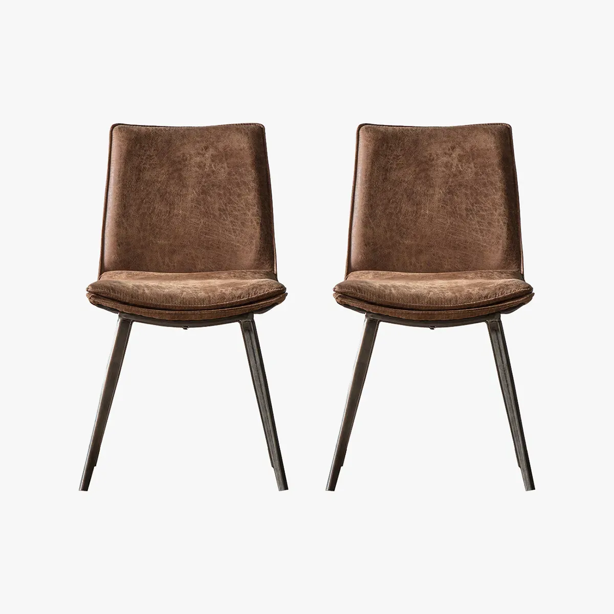 2-Piece Dining Chair Set - Brown, Faux Leather