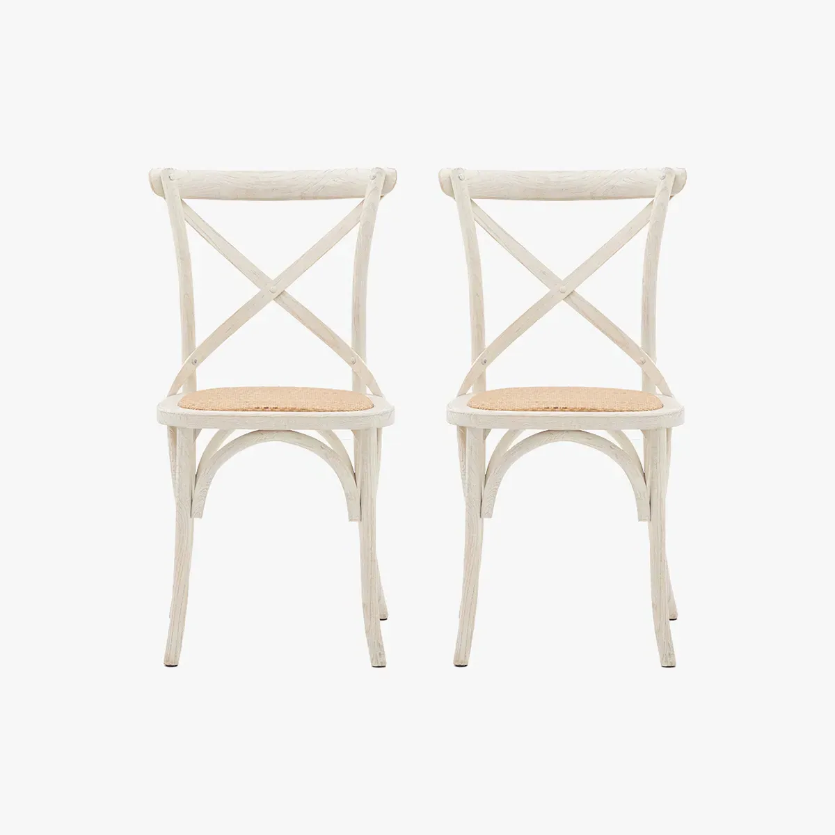 2-Piece Dining Chair Set - White, Rattan